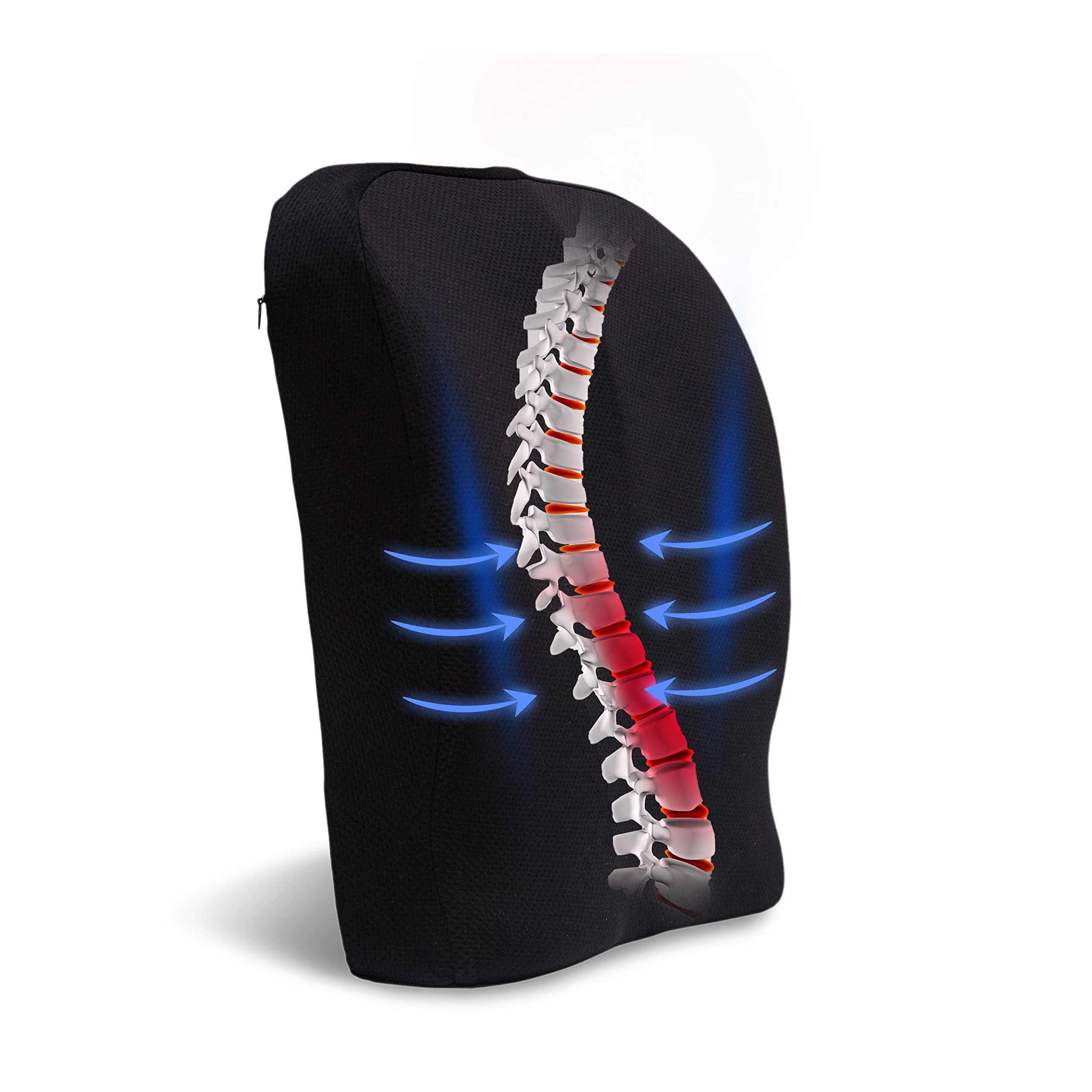 Lumbar Support Back Rest for Chair Car| Back Support Pillow for Car, Gaming Chair | Backrest Cushion for Back Pain Improve Posture, Mesh Cover Double Adjustable Straps (PU Foam)