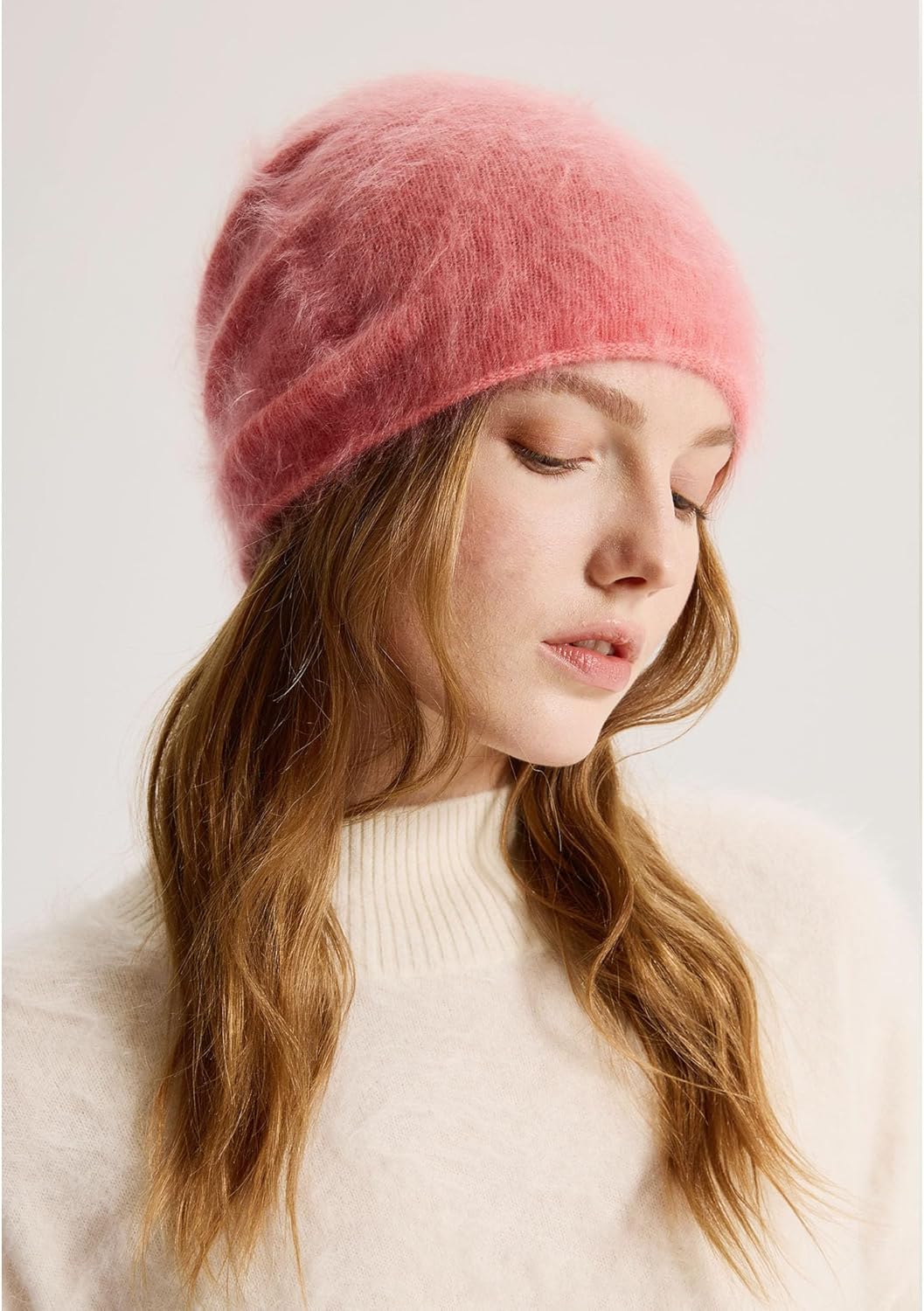 GreenMount Women's 100% Pure Brushed Cashmere Hat Plant Dyeing Warm Soft Winter Knitted Cozy Ski Beanie for Women Gifts - Image 4