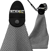 Vista 10 de STICKIT Toalla magnética, color negro, paquete de 2, toalla de golf de microfibra de primer nivel con bolsillos profundos de gofre, imán de fuerza