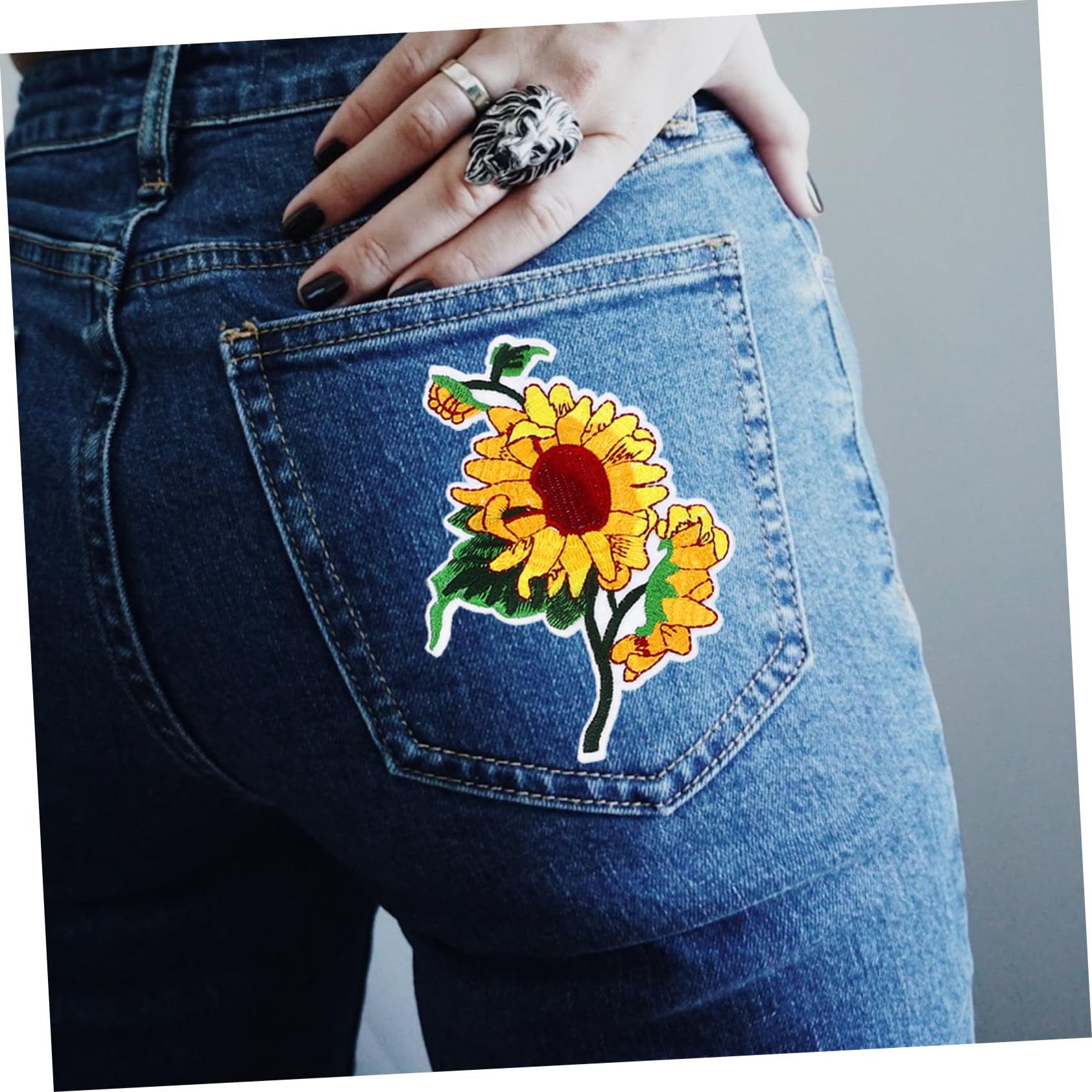 SHINEOFI 3 Sets Sonnenblumen Stickerei Bügelflicken Pailletten Kleider Stoffflicken Flicken Für Kleidung Bestickte Fat Quarters Stoffbündel Nähaufkleber Flicken Für Jacken Hüte