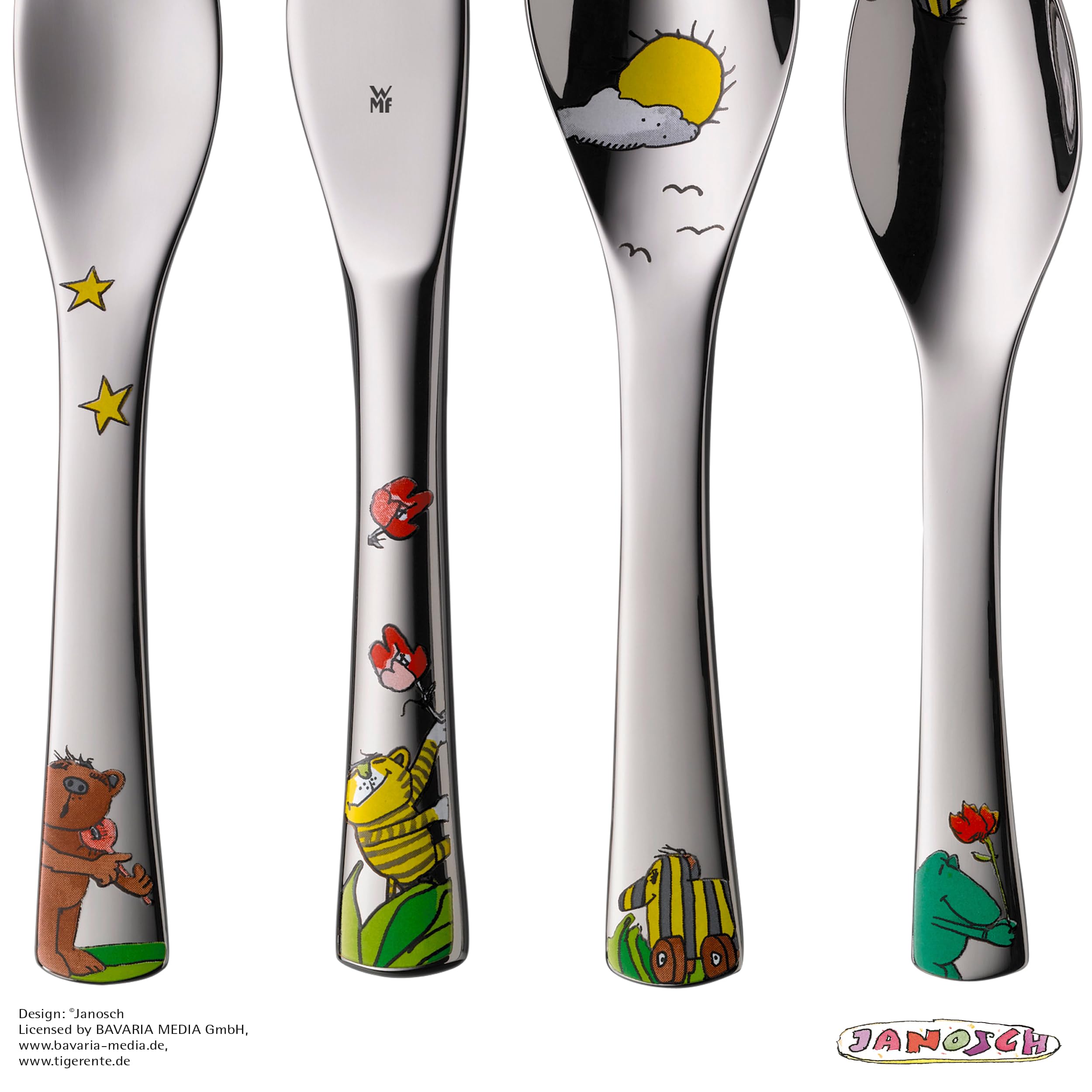 Posate per bambini WMF Janosch con incisione del nome - bellissimo set di posate per bambini - regali di battesimo personalizzati con incisione, idee regalo per bambine e bambini dai 3 anni
