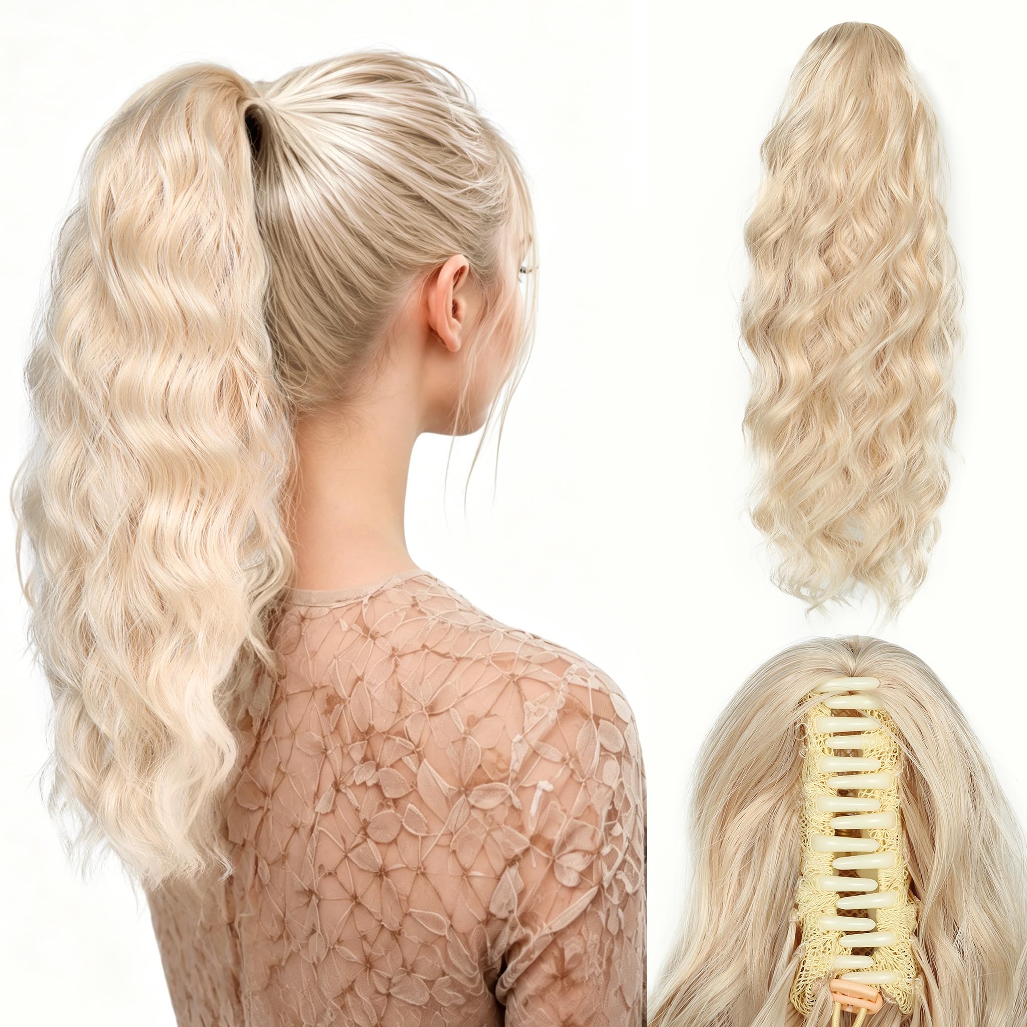 View 1 of 16 Inch Blonde Ponytail Extension, Clip In Ponytail Extension for Women