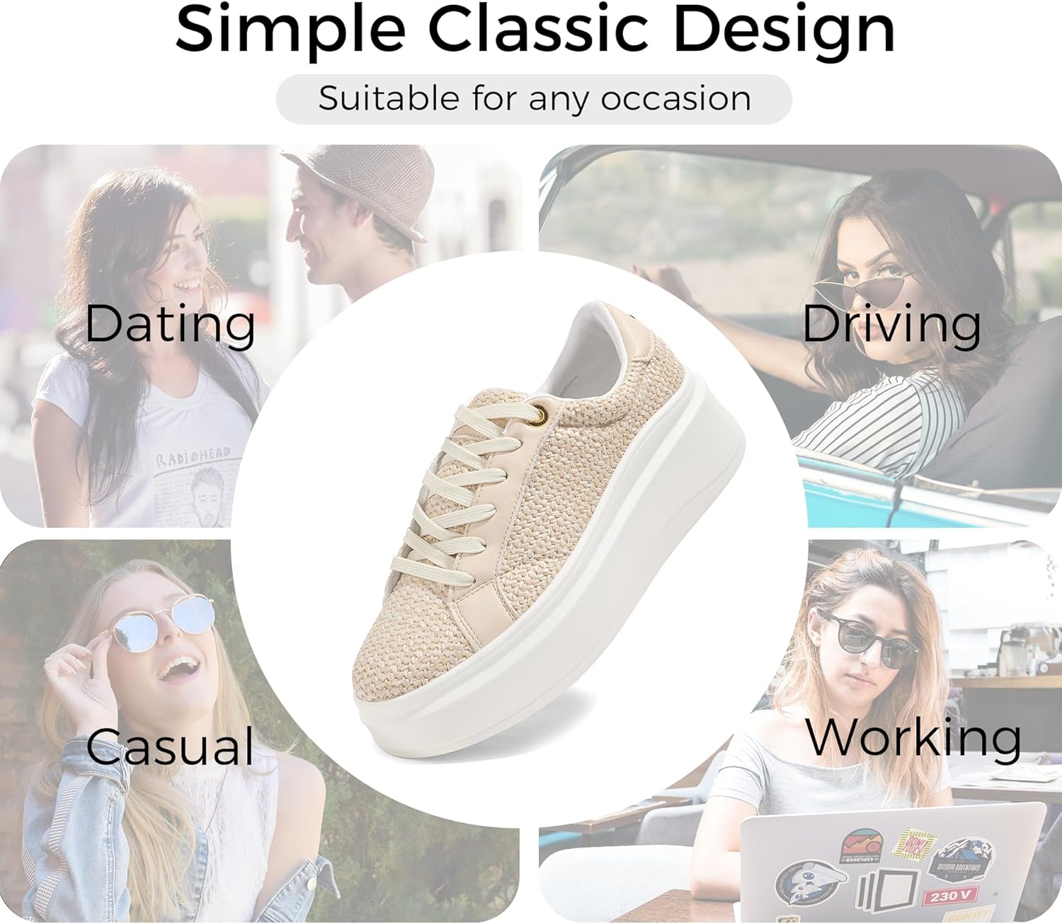 LUCKY STEP Women's Platform Fashion Sneakers Faux Leather Classic Tennis Shoes Low Top Casual Walking Shoes - Image 4