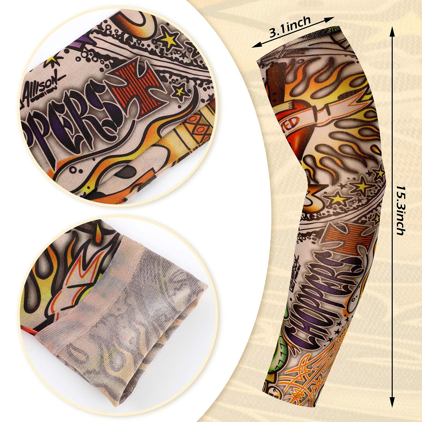 BBTO Set de Mangas de Tatuaje de 12 Piezas Mangas de Brazo de Protección Solar Falsas Guantes de Brazo de Flor de Elasticidad Suave para Ciclismo