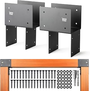 Stainless Steel Pergola Brackets, 6x6(Actual 5.5") End Post to Beam Bracket, Heavy Duty Post Cap Tie Bracket for Gazebos, Decks and Porches(4pcs-Black)