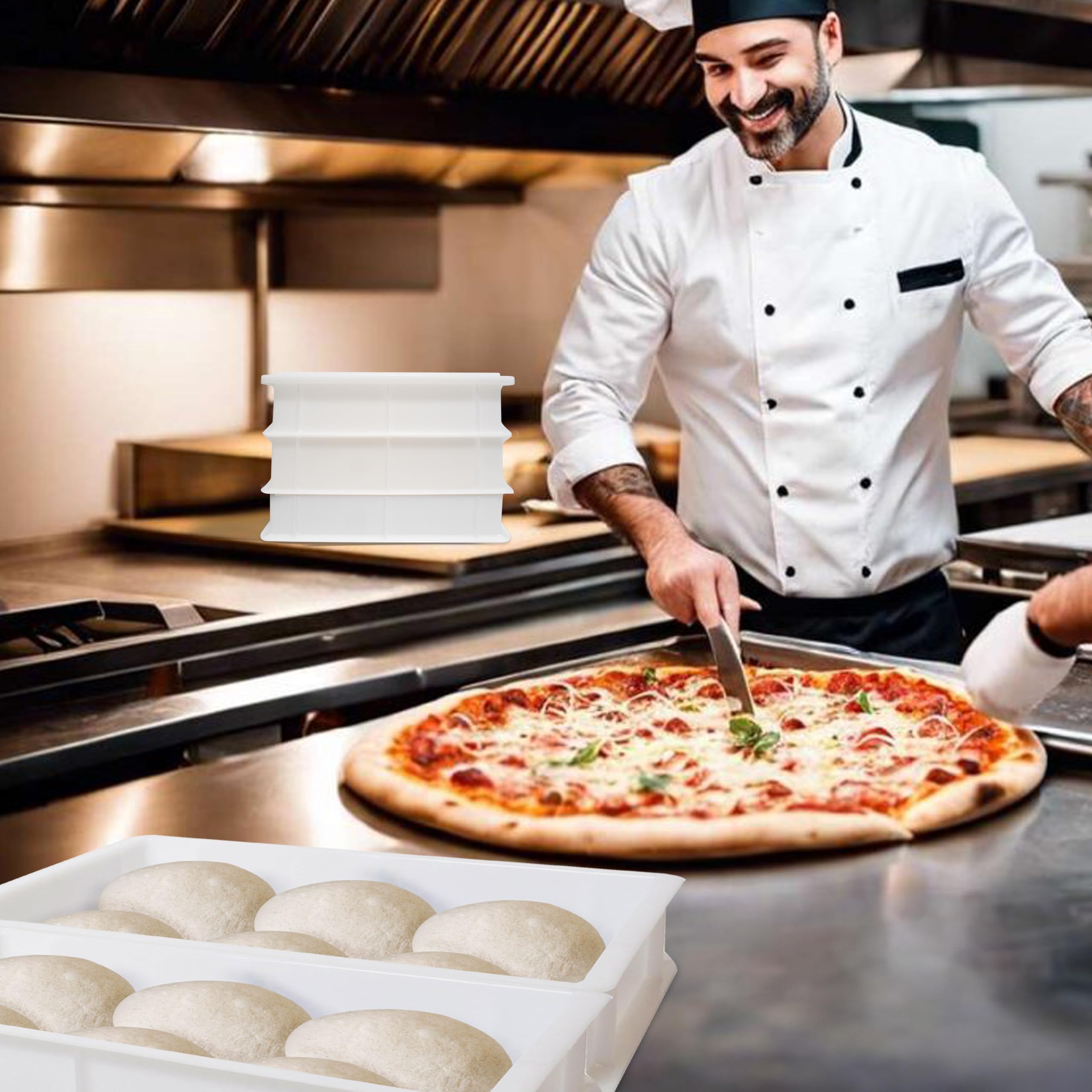 1 bandeja para fermentación de masa, caja contenedor de plástico polietileno porta masa pizza, pan apilable, 12 litros, fabricada en Italia, 30 x 40 x 10 cm (solo bandeja)