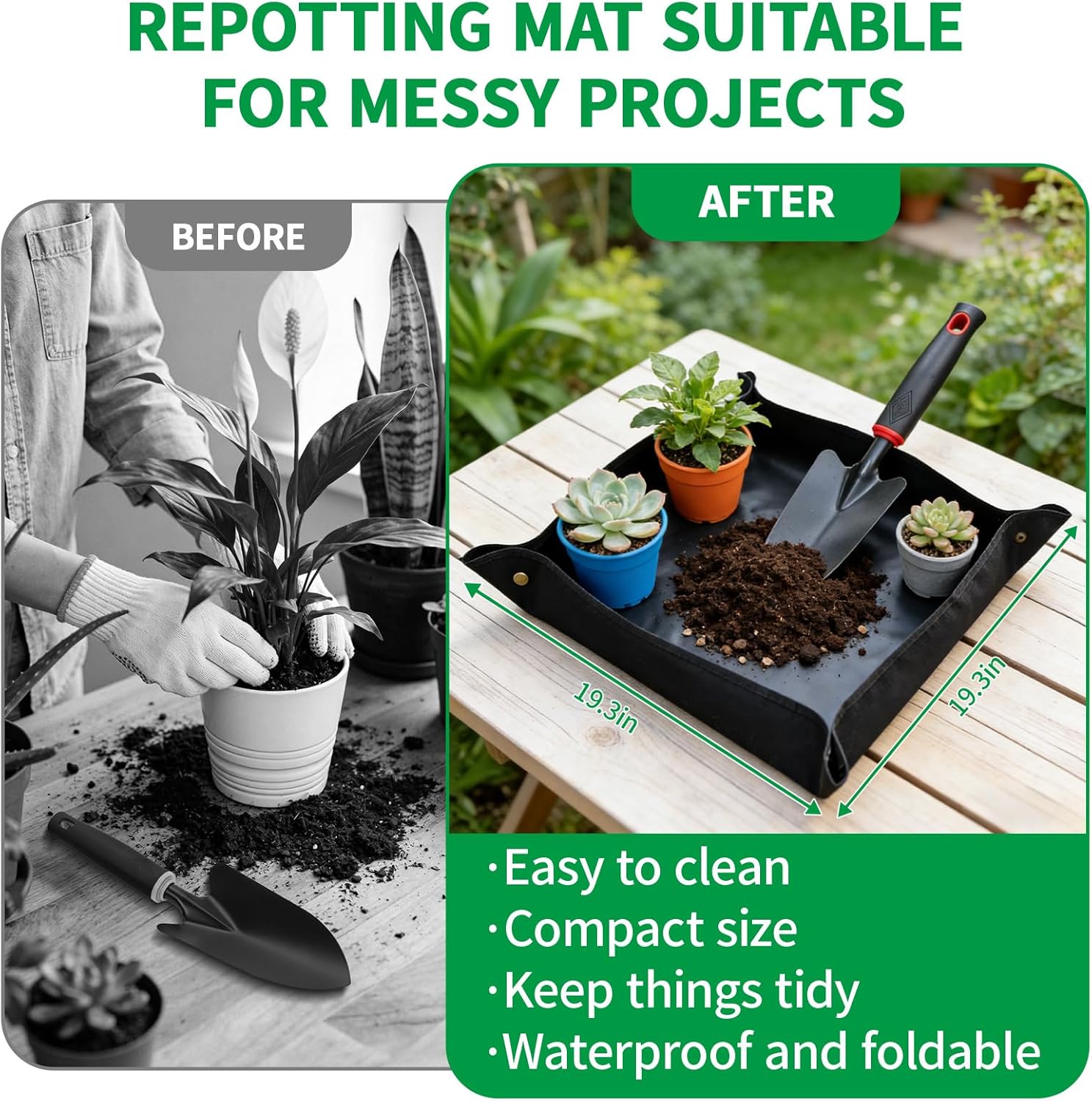 10 Pcs Gardening Tool Set - Heavy Duty Garden Kit with Stainless Steel Pruning Shears, Trowel Garden Tool, Kneeling Pads, Repotting Mat - Garden Tote, Ideal Gardening Gifts for Women and Men