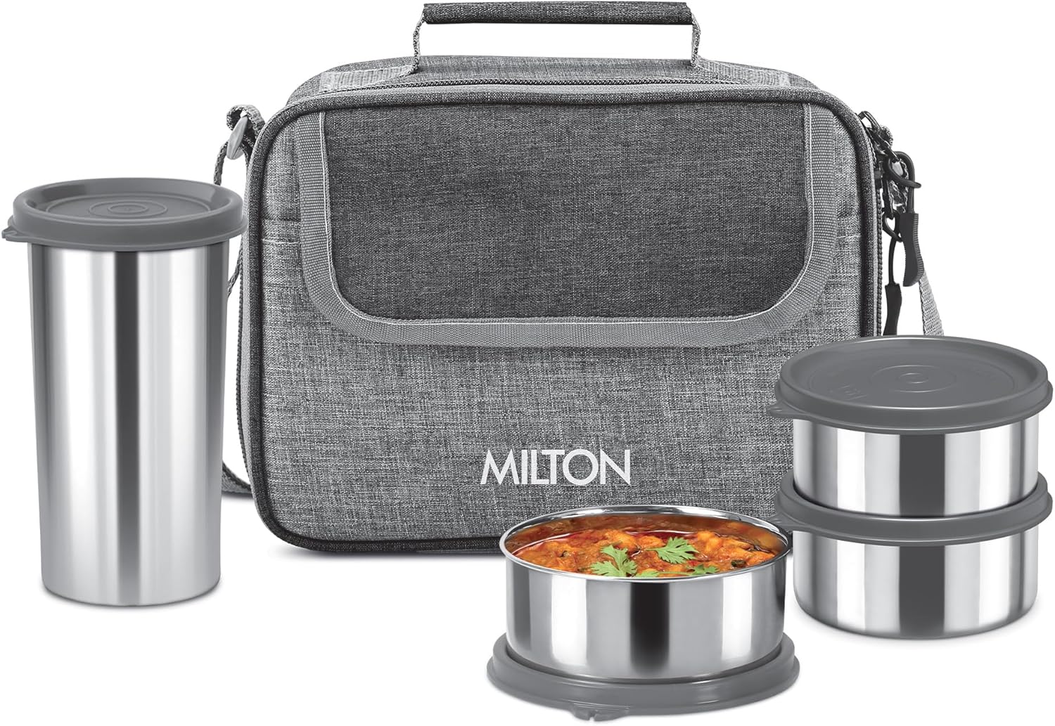MILTON Daily Meal Lunch Box with Unisex Bag, 3 Stainless Steel Containers 300 ml Each & Tumbler 400 ml, Leak-Proof Tiffin for Office, College, Picnic, Teal Green