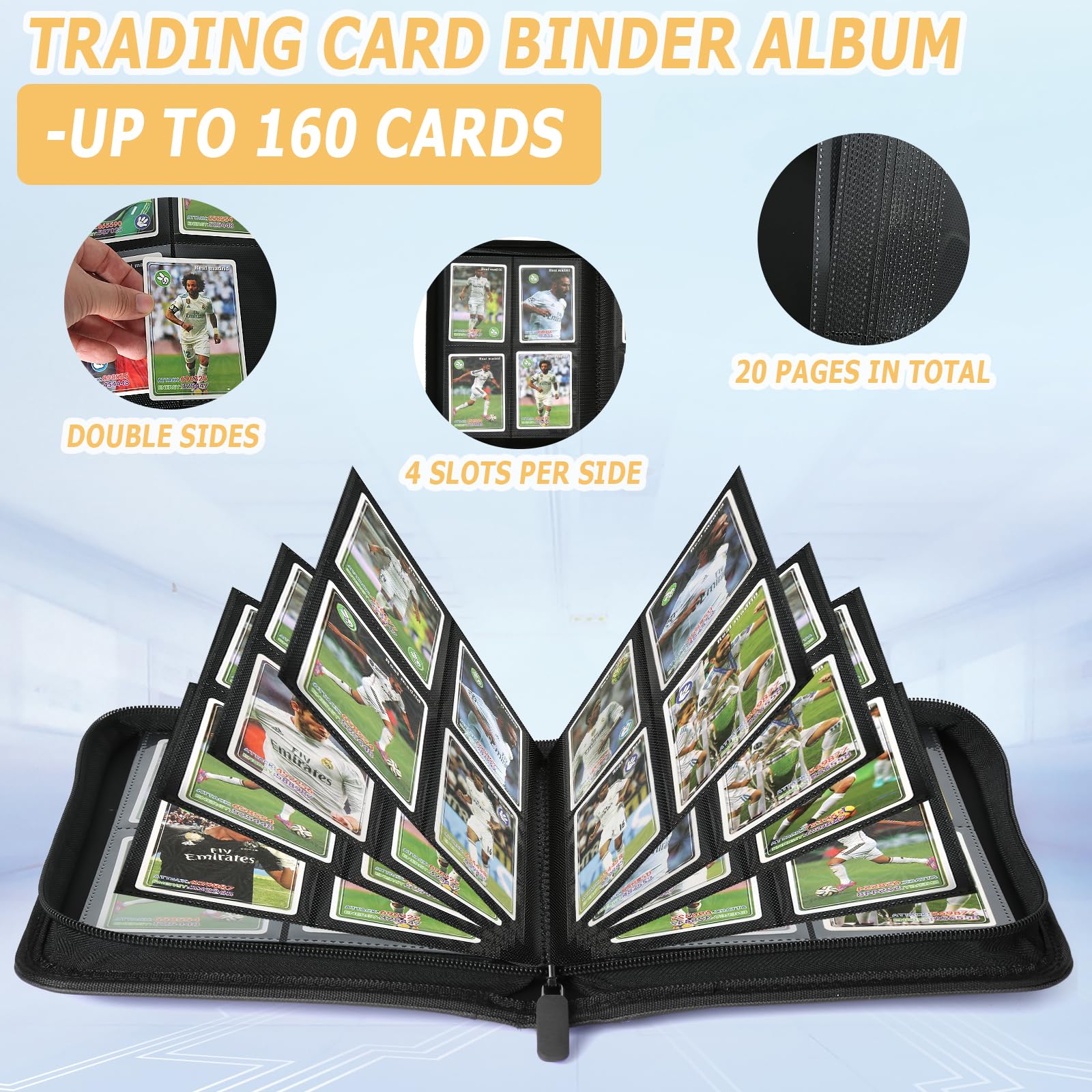 Trading Card Binder 4 Pocket, GERMUN PU Cover Card