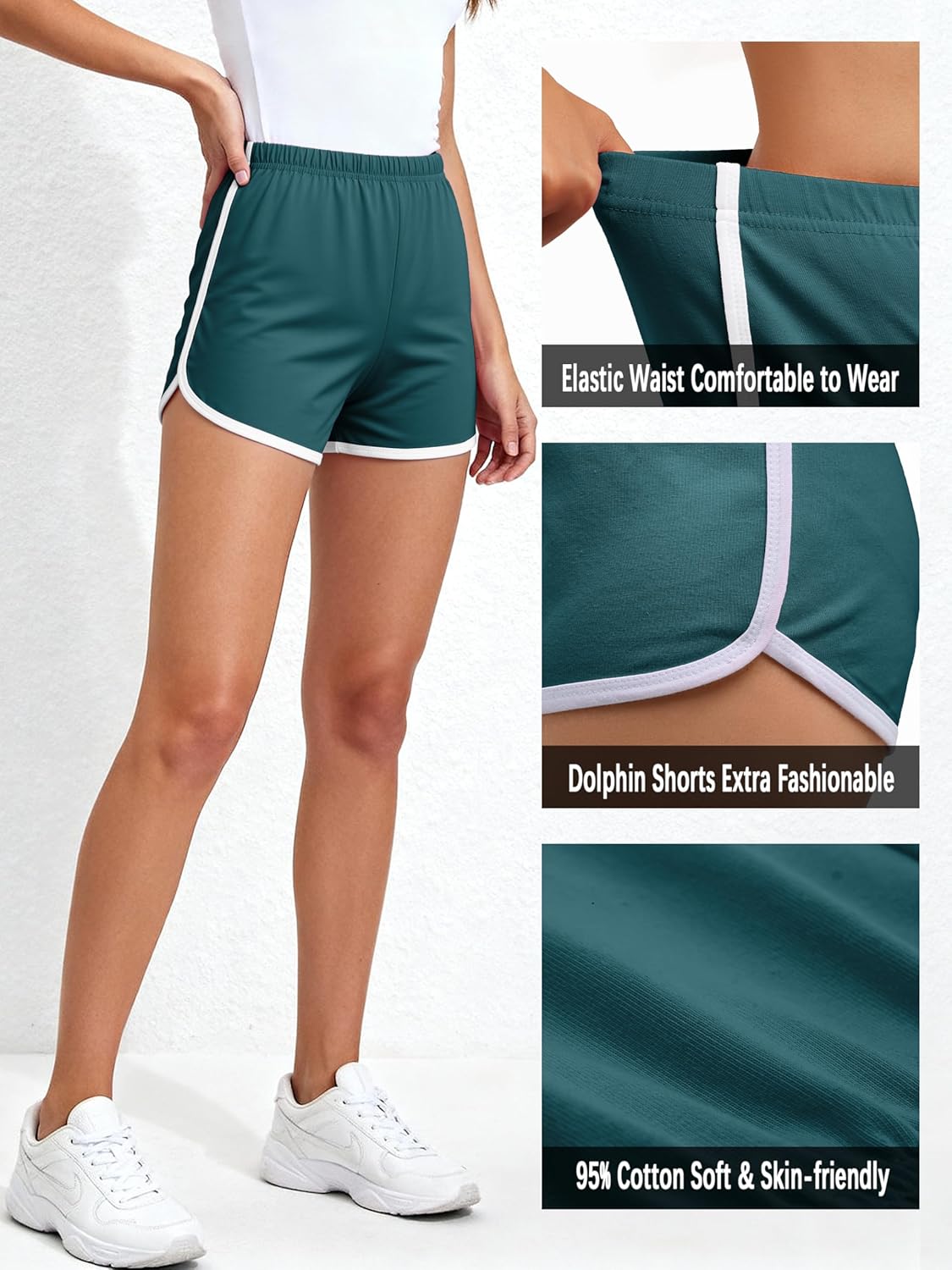 URATOT 5 Packs Soft Comfy Booty Cotton Workout Pants Breathable Lounge Dolphin Shorts Cycling Hiking Pants for Women - Image 5