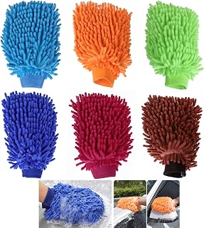 TsunNee 6PCS Chenille Car Wash Mitt, Double Sided Microfiber Car Washing Gloves, Ultra Soft Noodle Car Mittens Cleaning Mitt for Car Washing Household Cleaning