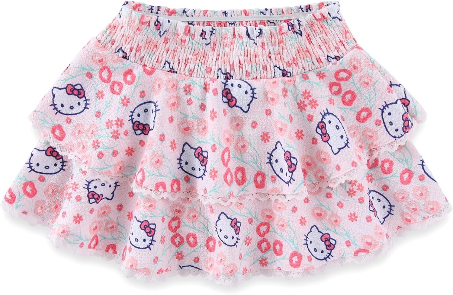 Hello Kitty Sanrio Girls Short Sleeve Shirt and Skort Skirt 2 Piece Set for Big Kids - Image 3