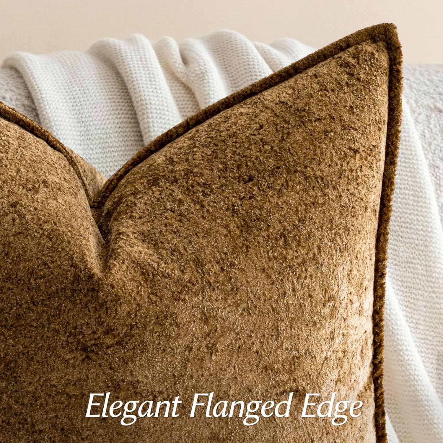 a moment Throw Pillow Covers 20X20 Inch 4 Packs,Soft Velvet Decorative Pillow Cases with 3D Ice Flower,Texture Modern Accent Cushion Covers for Sofa Couch Home Decor Golden Brown