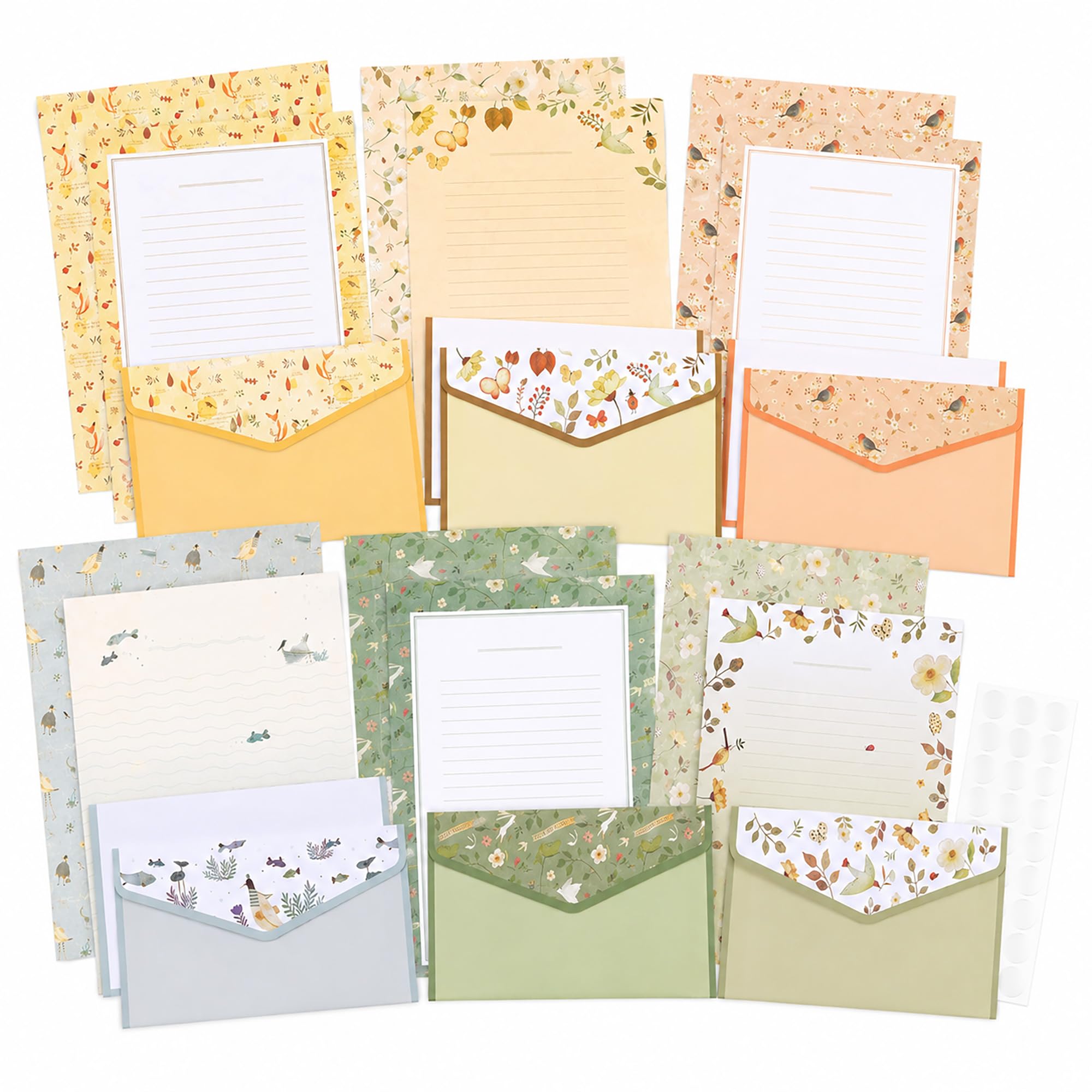 Floral Letter Writing Set 54 PCS – 36 Lined Writing Paper and 18 Envelopes with 1 Stickers – Vintage Floral Stationery for Pen Pal Notes and Invitations