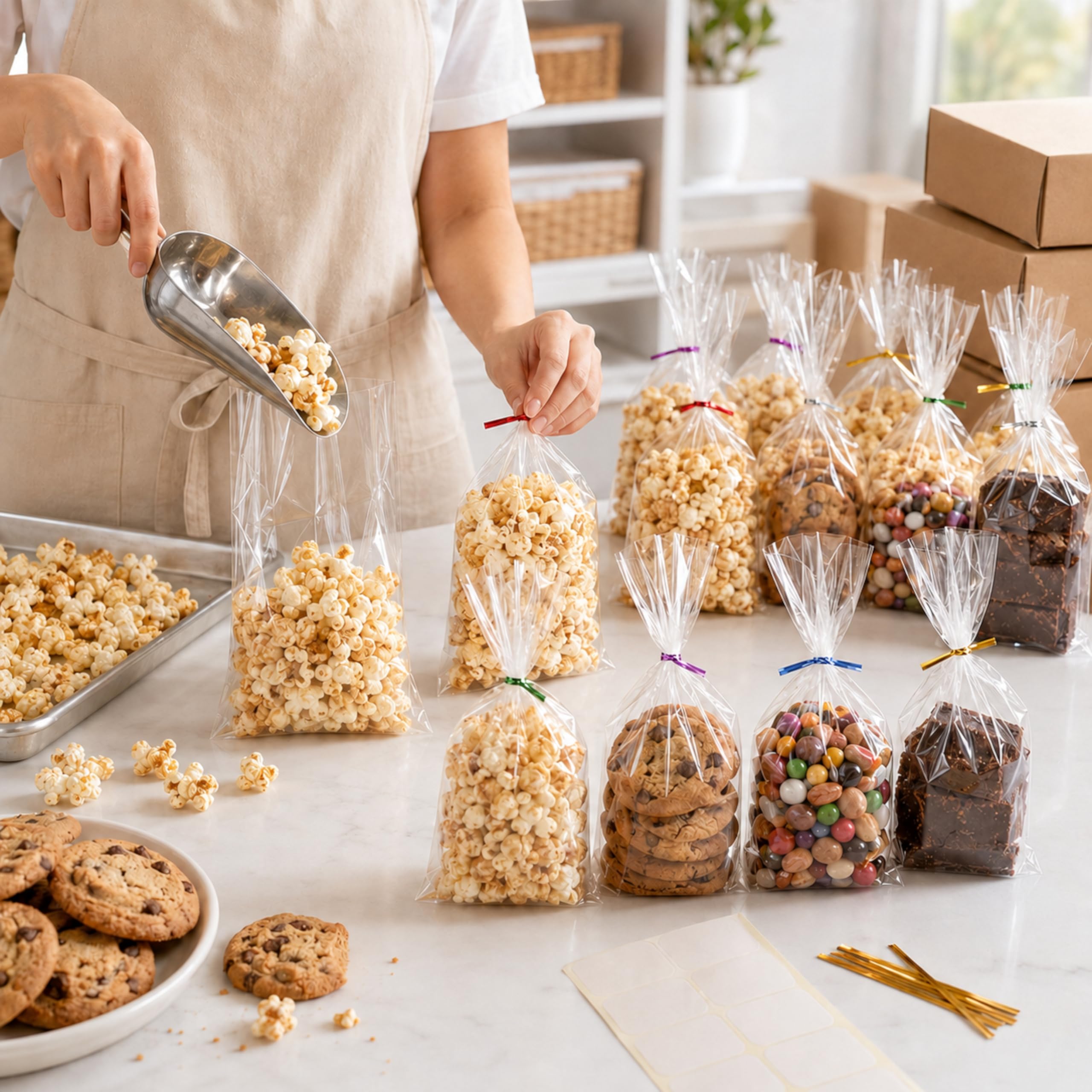 6x9 Cellophane Treat Bags with Ties 200 Clear Goodie Cookie Bags — Amazon image 5