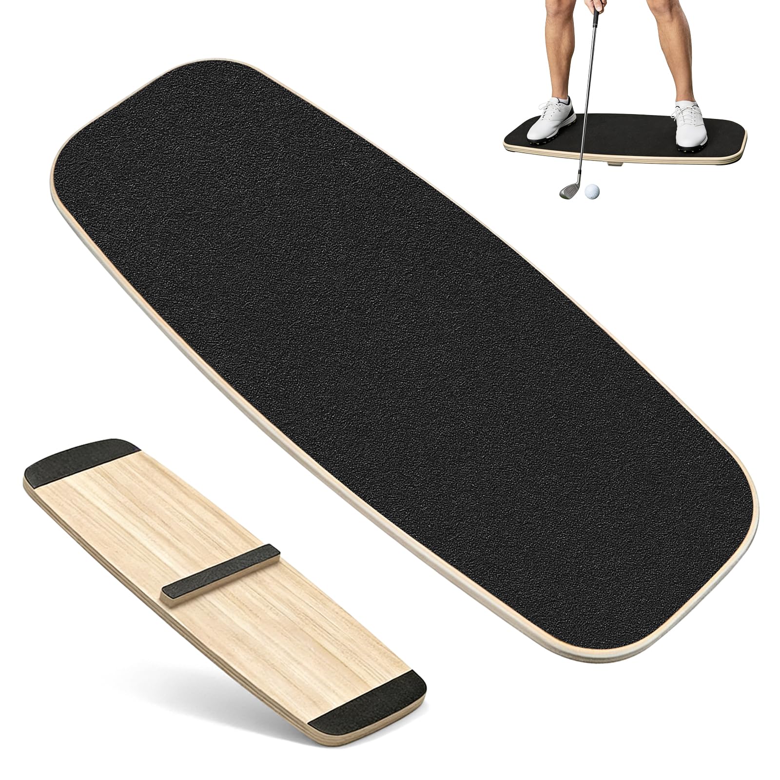 Golf Balance Board, 75 x 30 cm Golfschwung Druckbett Schwungtrainer, 150 kg Tragkraft, Gewichtsverlagerungs-Druckplatte für Anfänger und Fortgeschrittene