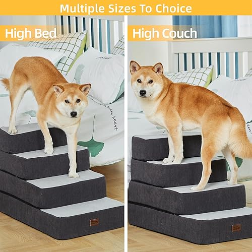 Miniatura 7 de Escaleras para perros pequeños, peldaños de espuma para mascotas, extra anchas para camas altas, sofás y sillas, escaleras plegables antideslizantes