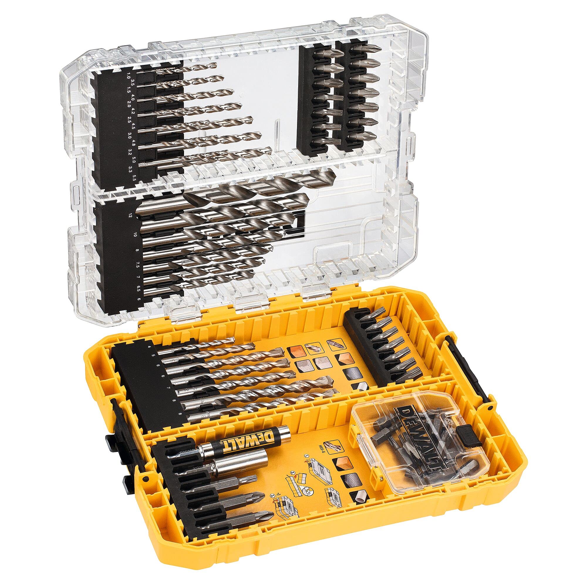 Coffret DeWalt Toughcase 72 Pièces - Forets Béton et Métal avec Embouts de Vissage