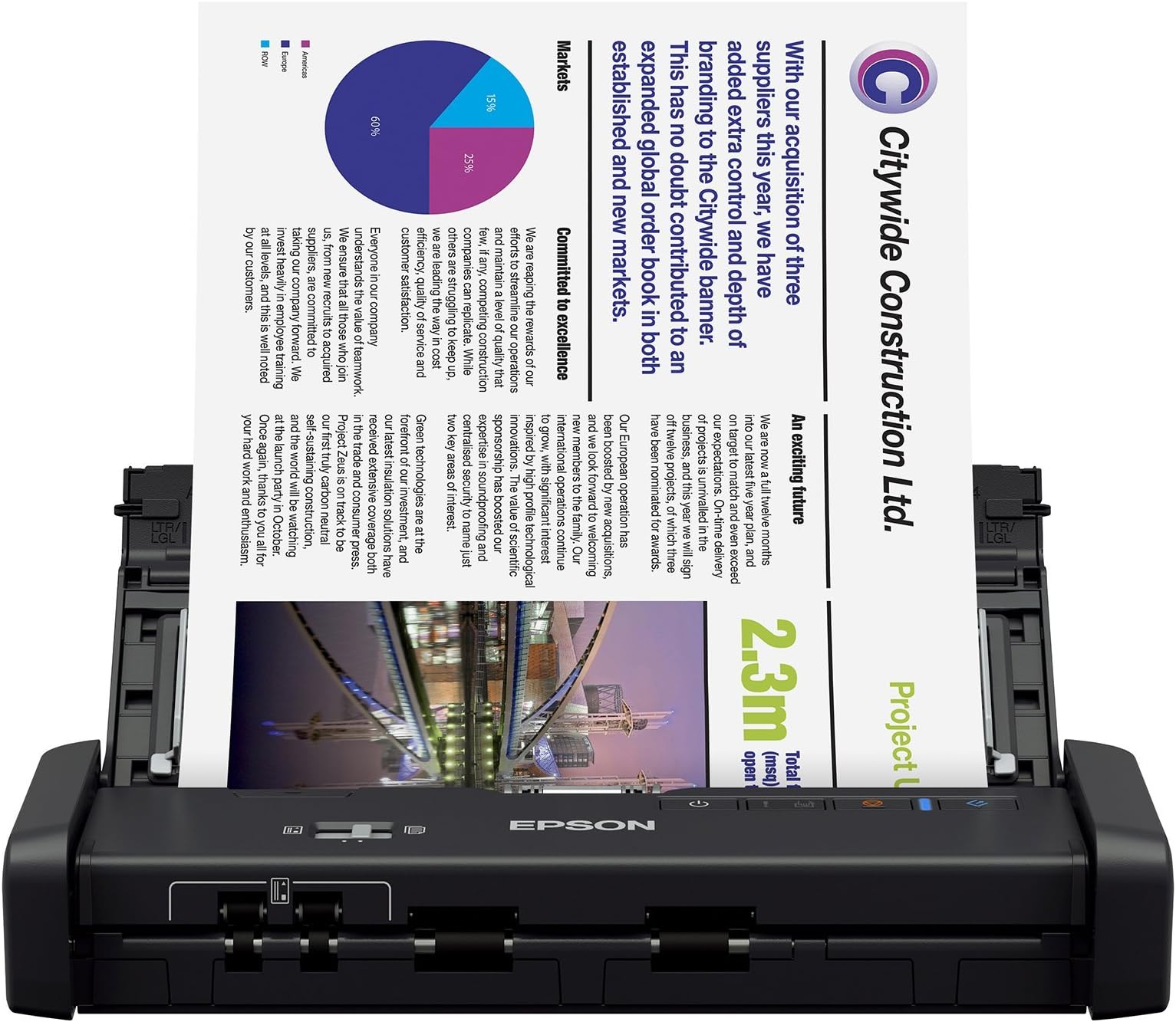 Epson WorkForce ES-200 Color Portable Document Scanner with ADF for PC and Mac, Sheet-fed and Duplex Scanning (Renewed)