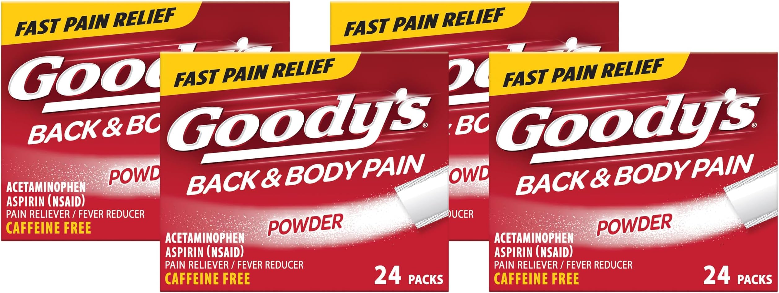 Goody's Back and Body Pain Relief Powder, 24 ct (Pack of 4)