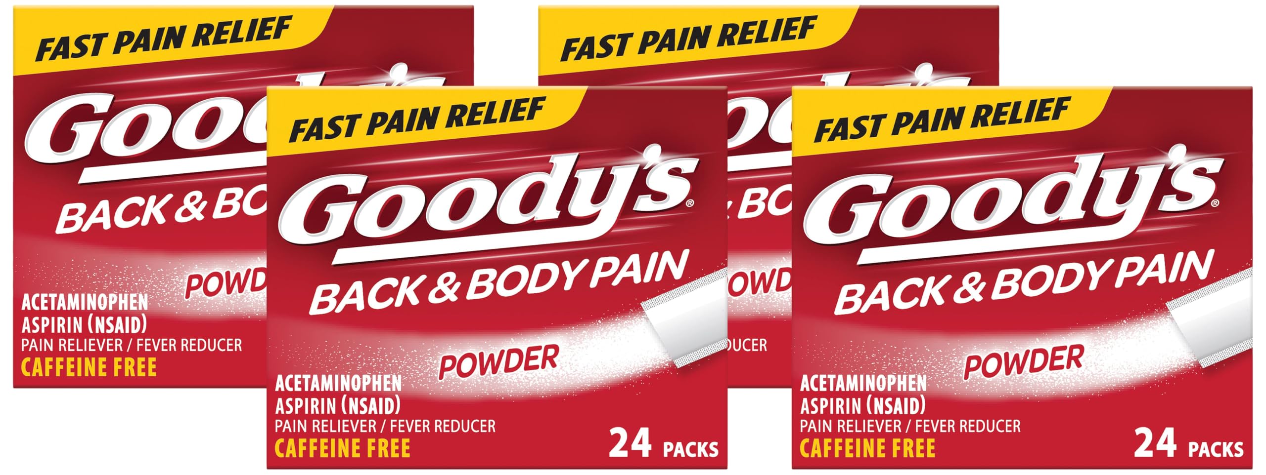 Goody'sBack and Body Pain Relief Powder, 24 ct (Pack of 4)