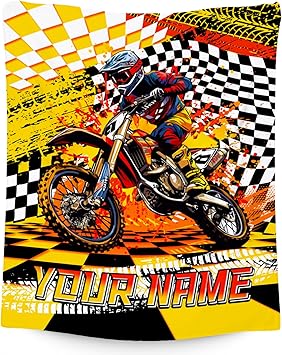 Personalized Blanket for Boys, Dirt Bike Blanket for Kids Age 6-8, Custom Gifts with Name, Toddler Plush Throw, Cool Throw for Boys, 30"x40"