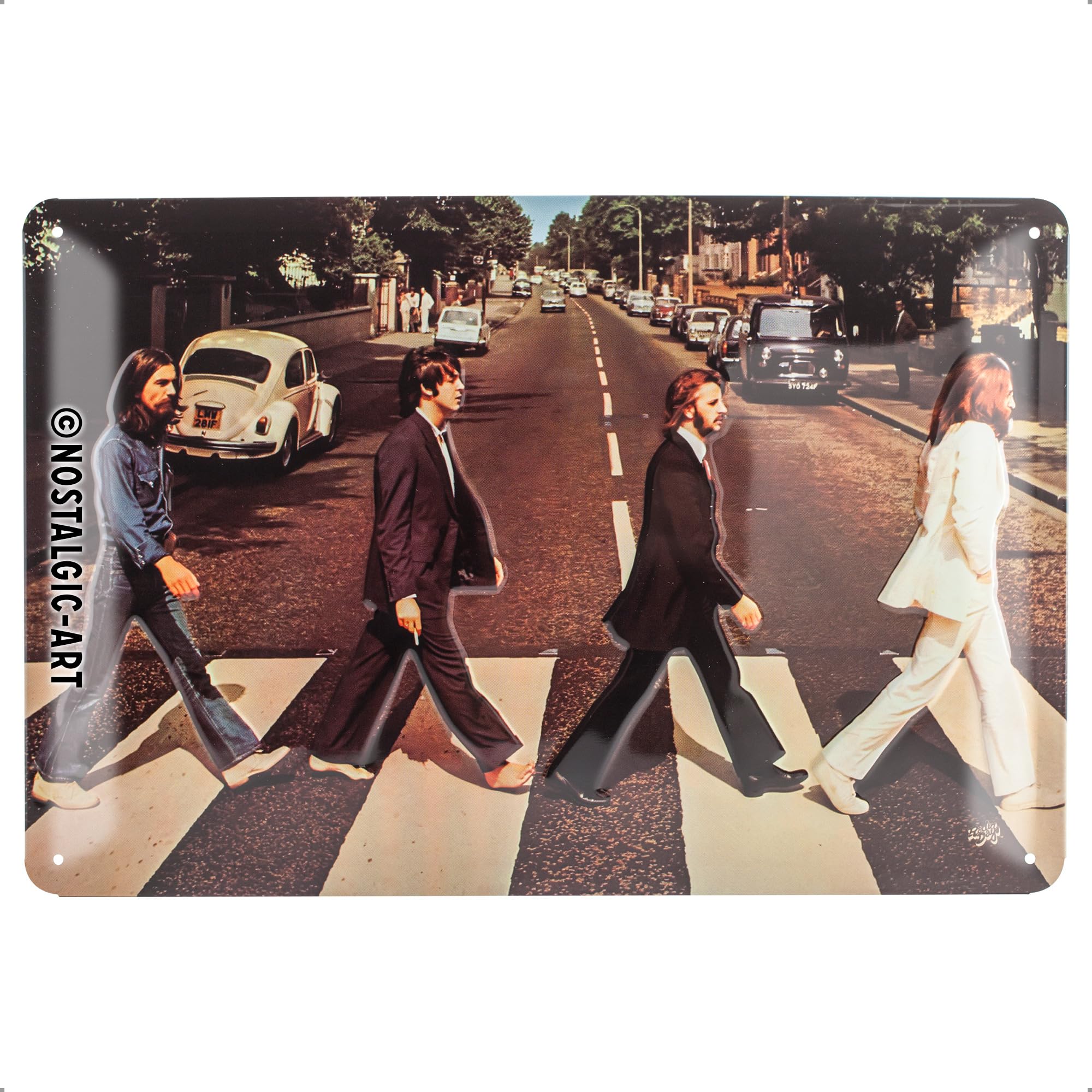 Nostalgic-Art Retro Tin Sign 20 x 30 cm Fab4 - Abbey Road - Gift Idea for Beatles Fans Metal Vintage Design for Decoration