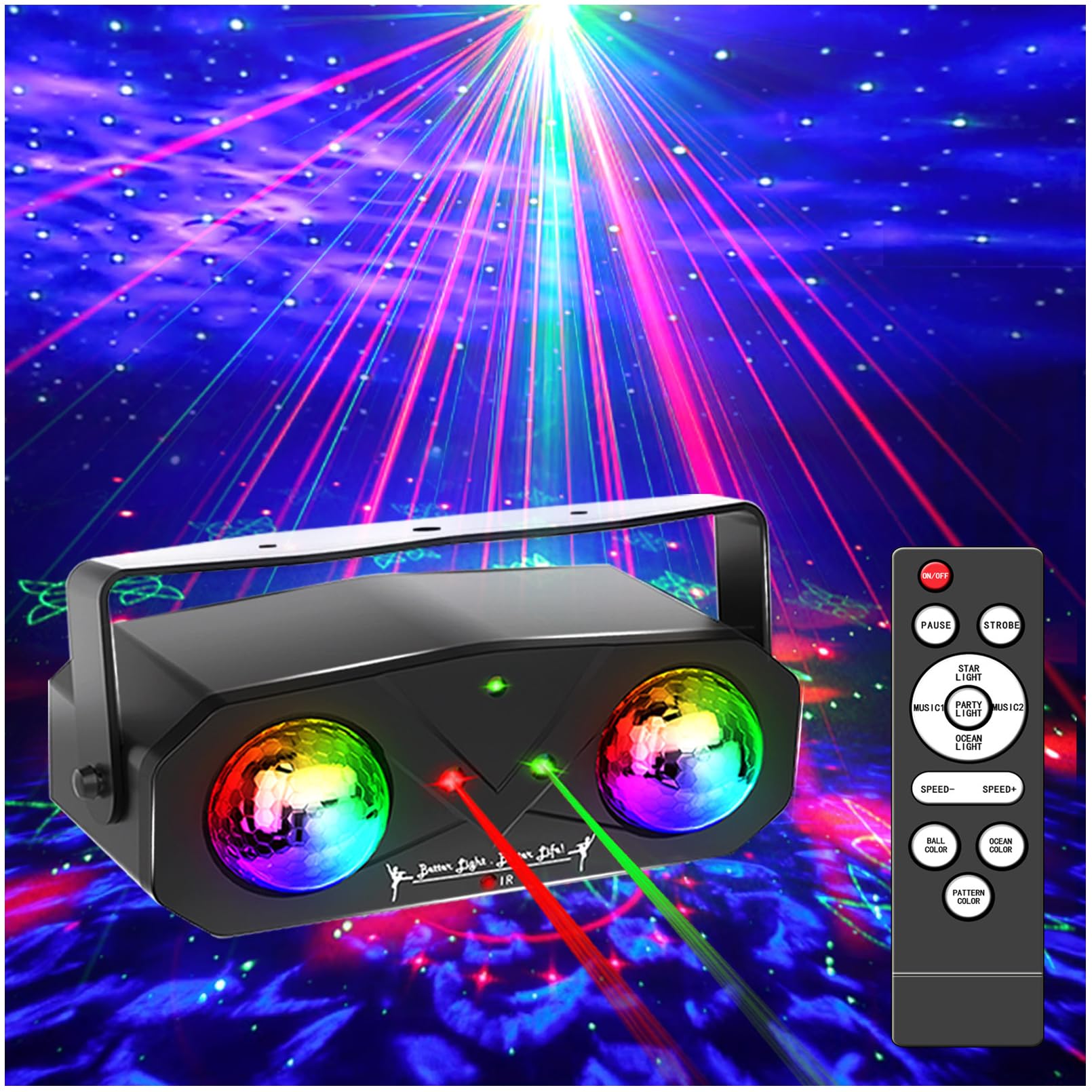 Dj Disco Party Lights Starry Sky Projector Ocean Wave Projector Dicso Ball Dance Rave Home Night Strobe Lights Effects Glow Party with Remote Control