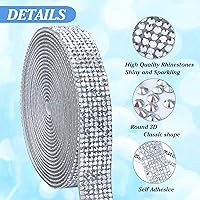 Vista 3 de Tiras de Cinta de Diamantes de Imitación de Plata Autoadhesivas, 7 Filas de 3.7 m de Cinta de Diamantes de Imitación con Adhesivos de Diamantes