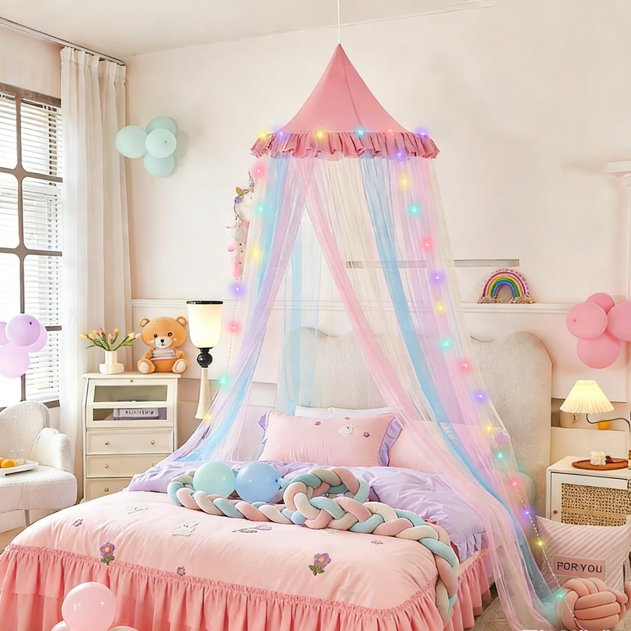 Ciel de lit moustiquaire en coton blanc pour chambre enfant et adulte