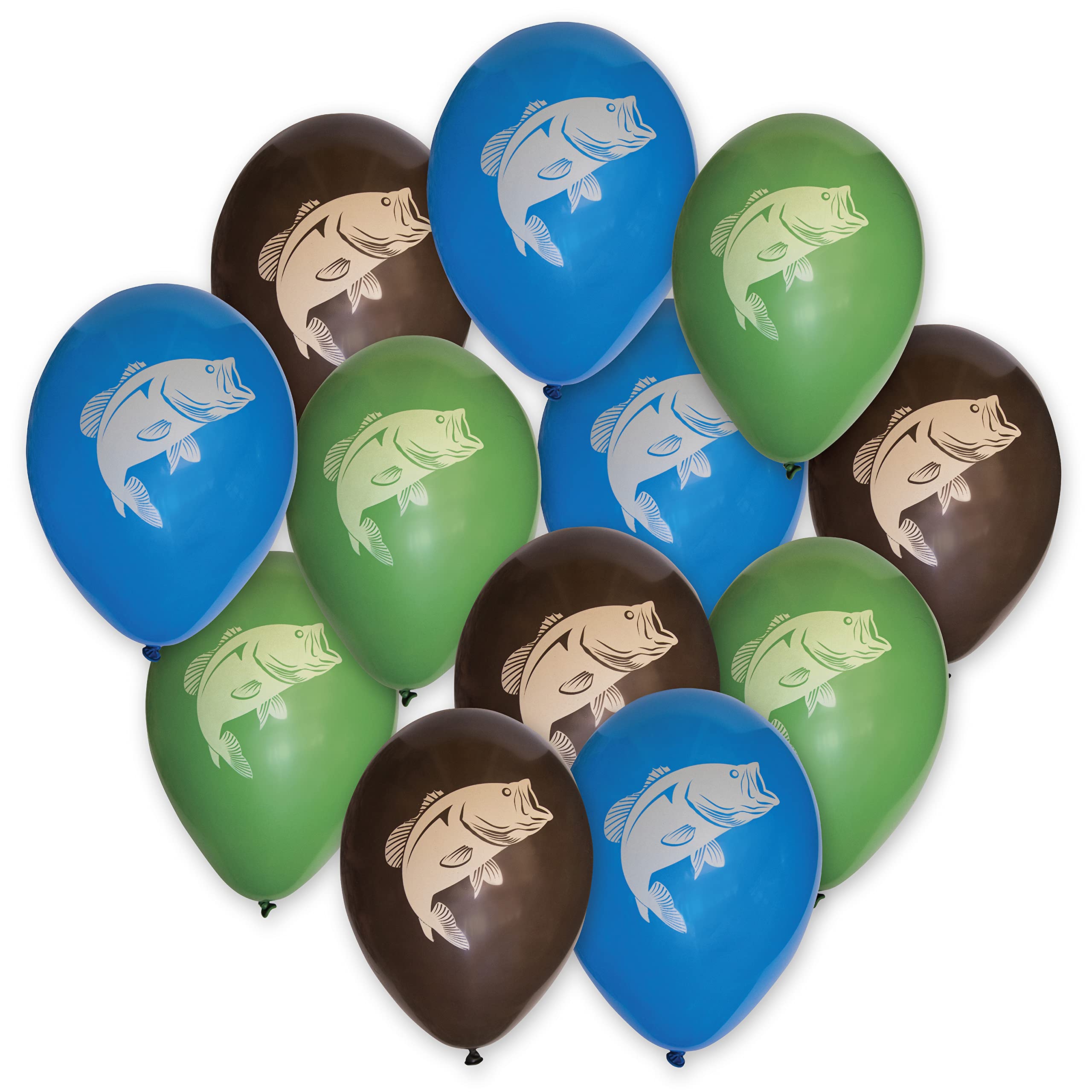 Havercamp 12pcs 12in Fish Silhouette Latex Balloons in Blue Green Brown Fishing Balloons for Party Kids Party Decorations (by Havercamp)
