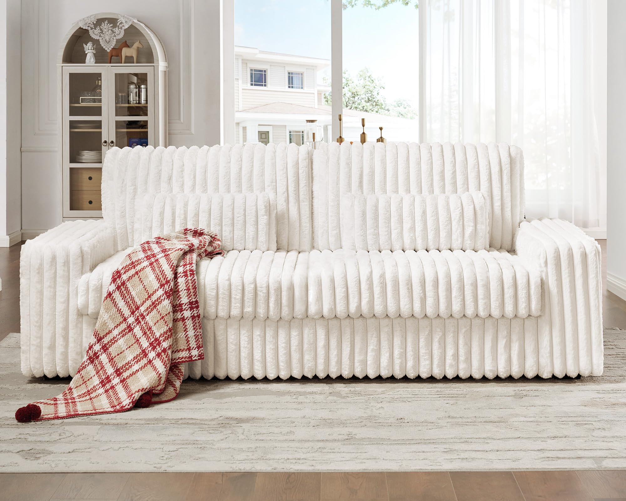 VanAcc 88 Inch Oversized Sofa Modern Couch with Lumbar Pillows and Armrests 3 Seater Couch- Cloud Sofas for