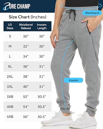 PURE CHAMP Sweatpants for Men 3 Pack Fleece Athletic Workout Joggers Mens Sweatpants with Zipper Pockets Size S-3XL