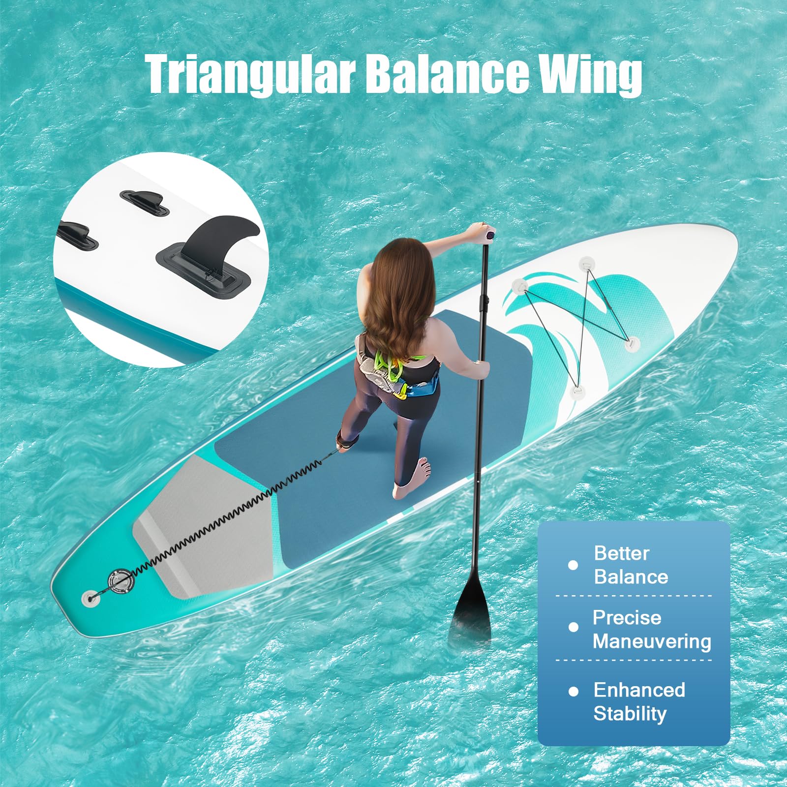 Tabla de surf hinchable de pie para remo, juego de tabla de surf para remo, adecuada para adultos y jóvenes, incluye remo, bomba, mochila, leash, hasta 150 kg