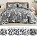 DJY Gray Comforter Set Full Size Branch Botanical Bed in a Bag 7 Piece Grey Floral Comforter - Soft Microfiber Branches Pattern Bedding Set for All Season (78''x90'')