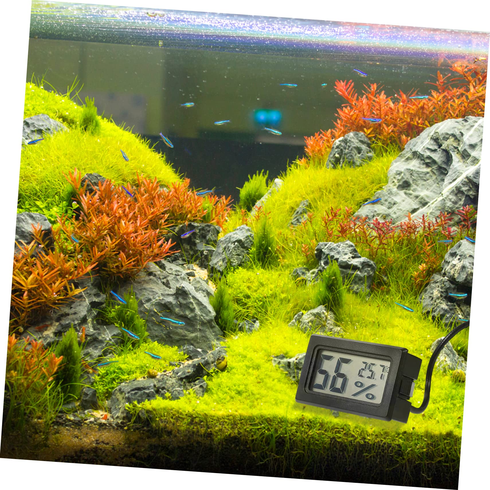 4 Pezzi termometro per acqua termometro da serbatoio del serbatoio dell'acqua a temperatura del io del io del pesce AbS Nero