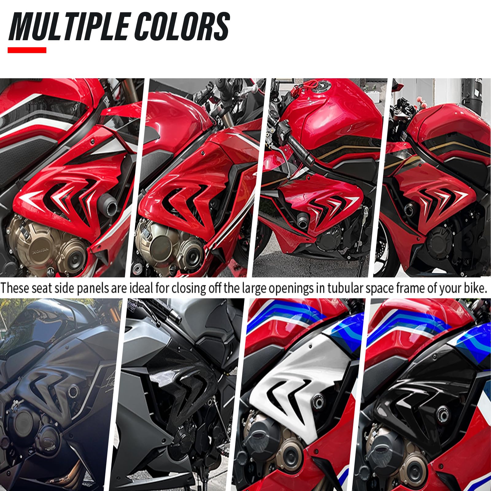 WOOGA Motorrad Seitenverkleidung Abdeckung für Honda CBR650R 2019-2023 Glänzend Schwarz
