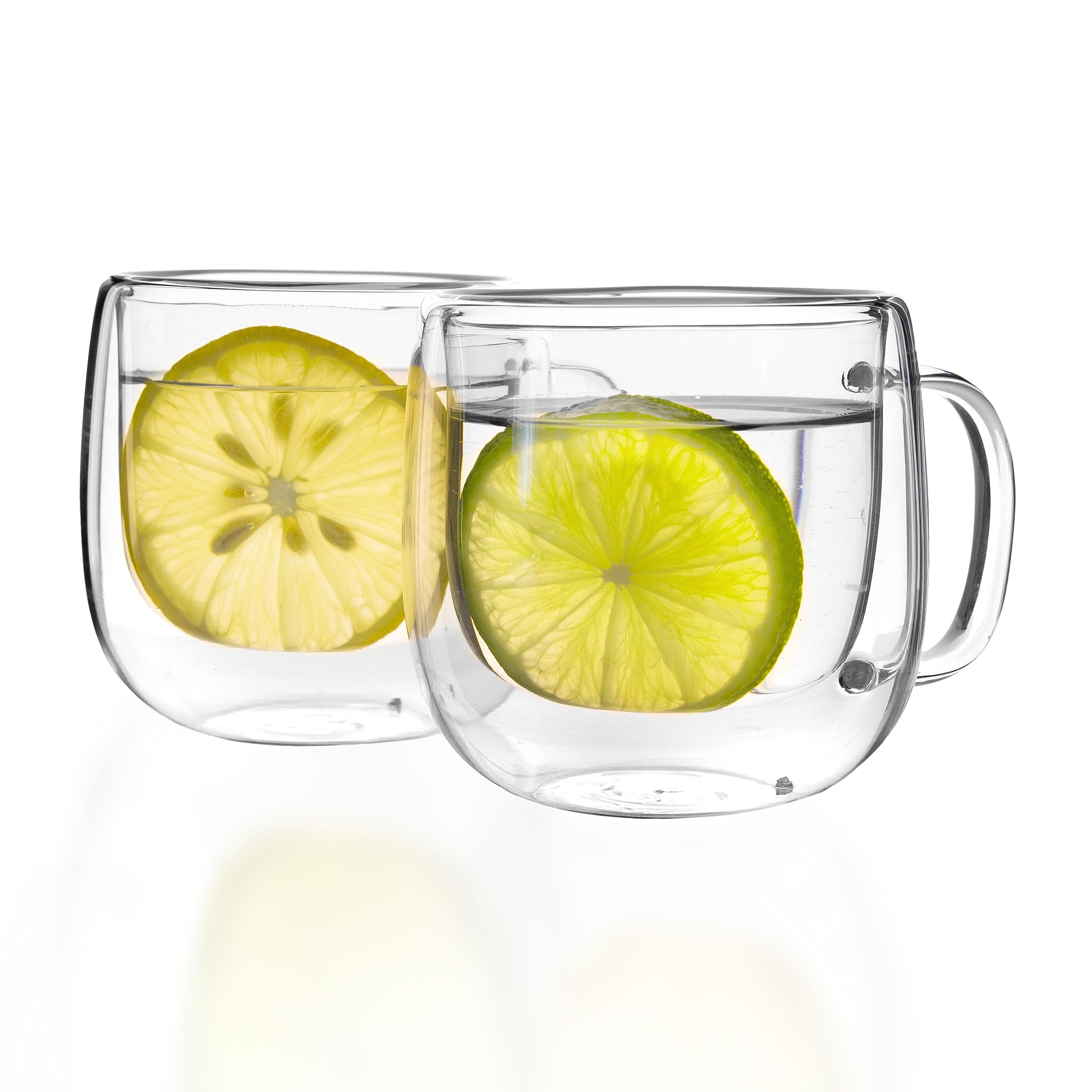 300ML Double Wall Borosilicate Glass Cup with Handle, Insulated Layer, Made of Clear Borosilicate Glass, Perfect for Cappuccino,Tea,Latte,Espresso,Hot Beverage,Wine,Microwave Safe (300ml 2pcs)