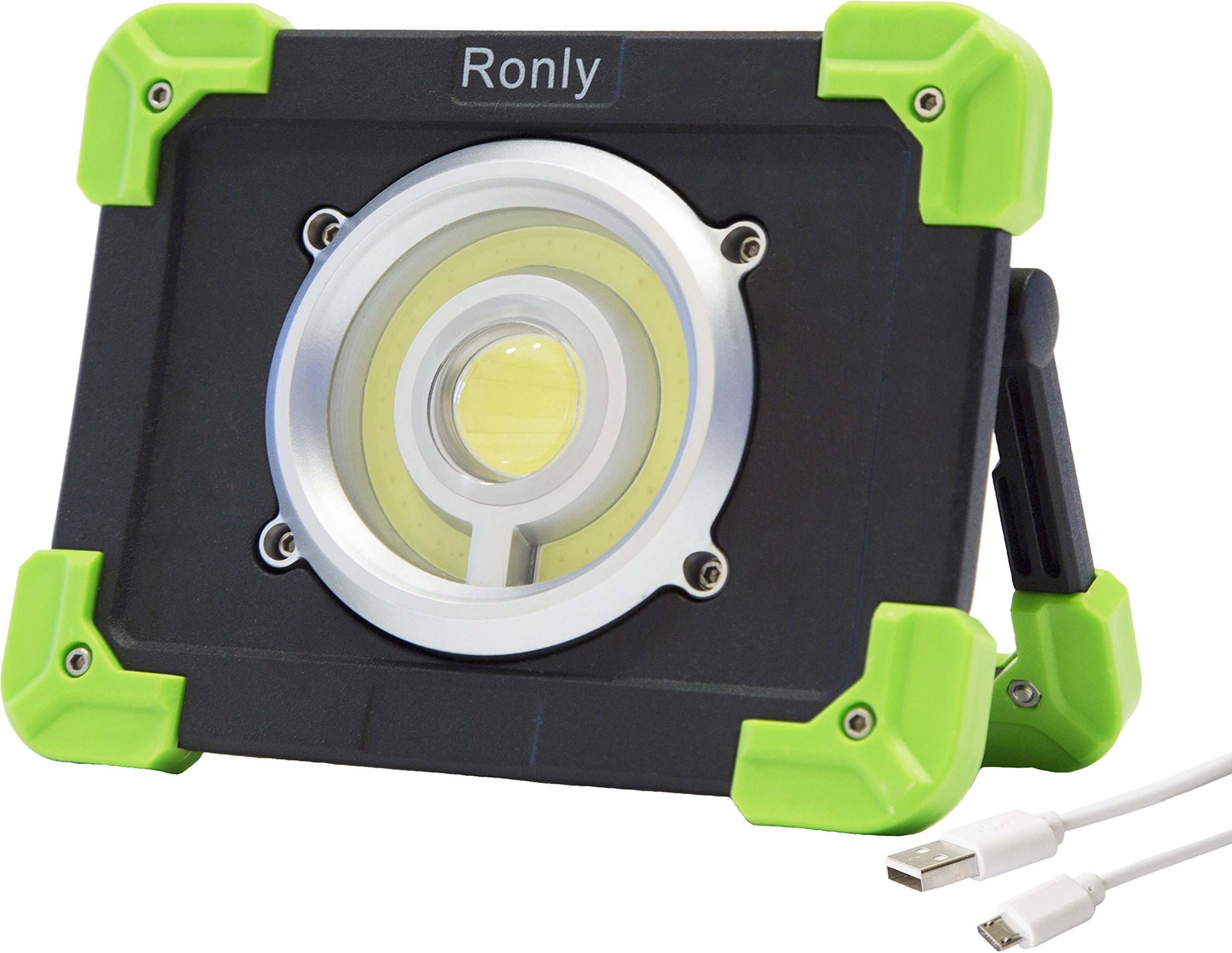 Ronly LED Portable Work Light - Outdoor Waterproof Wireless Rechargeable 20W Flood Light, 1200lm 6600mAh Double-USB- Port Spotlight for Camping,DIY Task and Emergency Cases