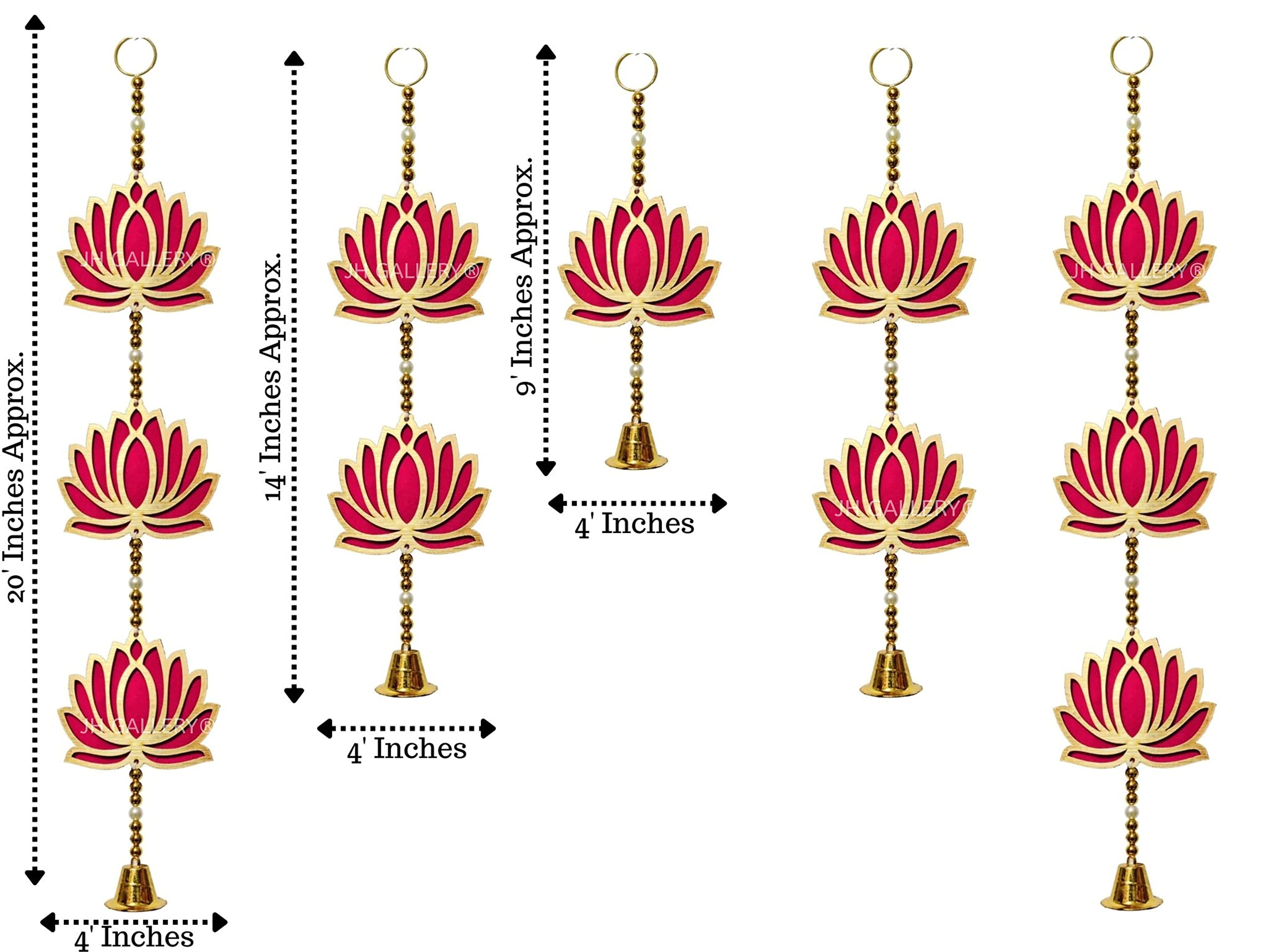 JH Gallery Lotus Hangings for Decoration, Floral Wall Hangings Backdrop for Temple Decor, Ganpati Decoration Items for Home, Pooja Decoration Items, Pooja Decoration Items Background (Set of 5) - Image 2 thumbnail