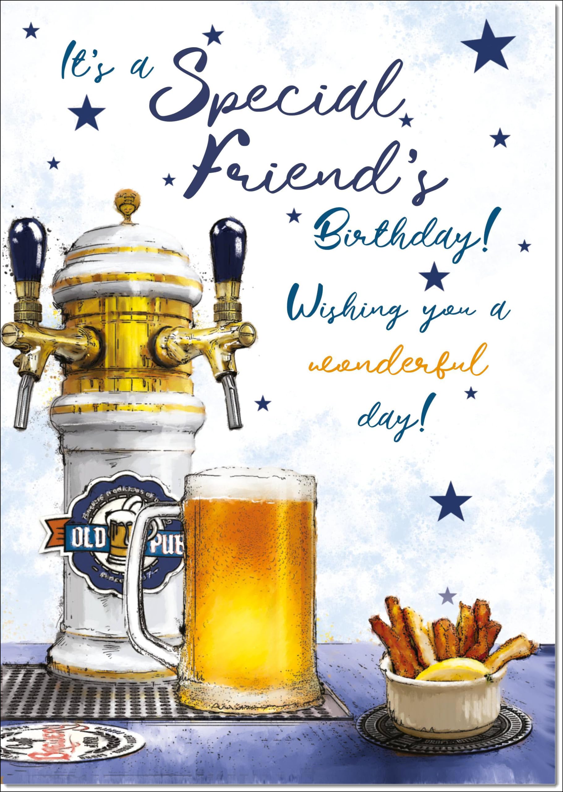 doodlecards Special Friend Birthday Card Beer Tap and Pint Large A4 Size with Plain Envelope — image 1