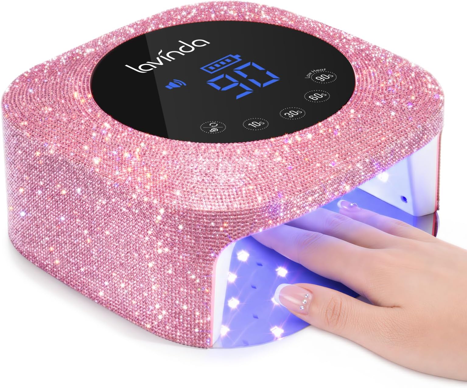 UV Nail Lamp 54W, Cordless Gel UV Led Nail Lamp for Gel Nail Polish, Rechargeable UV Nail Light Nail Dryer with 4 Timer and LCD Display, Professional Fast Curing Lamp Nail Art Tools with Rhinestone