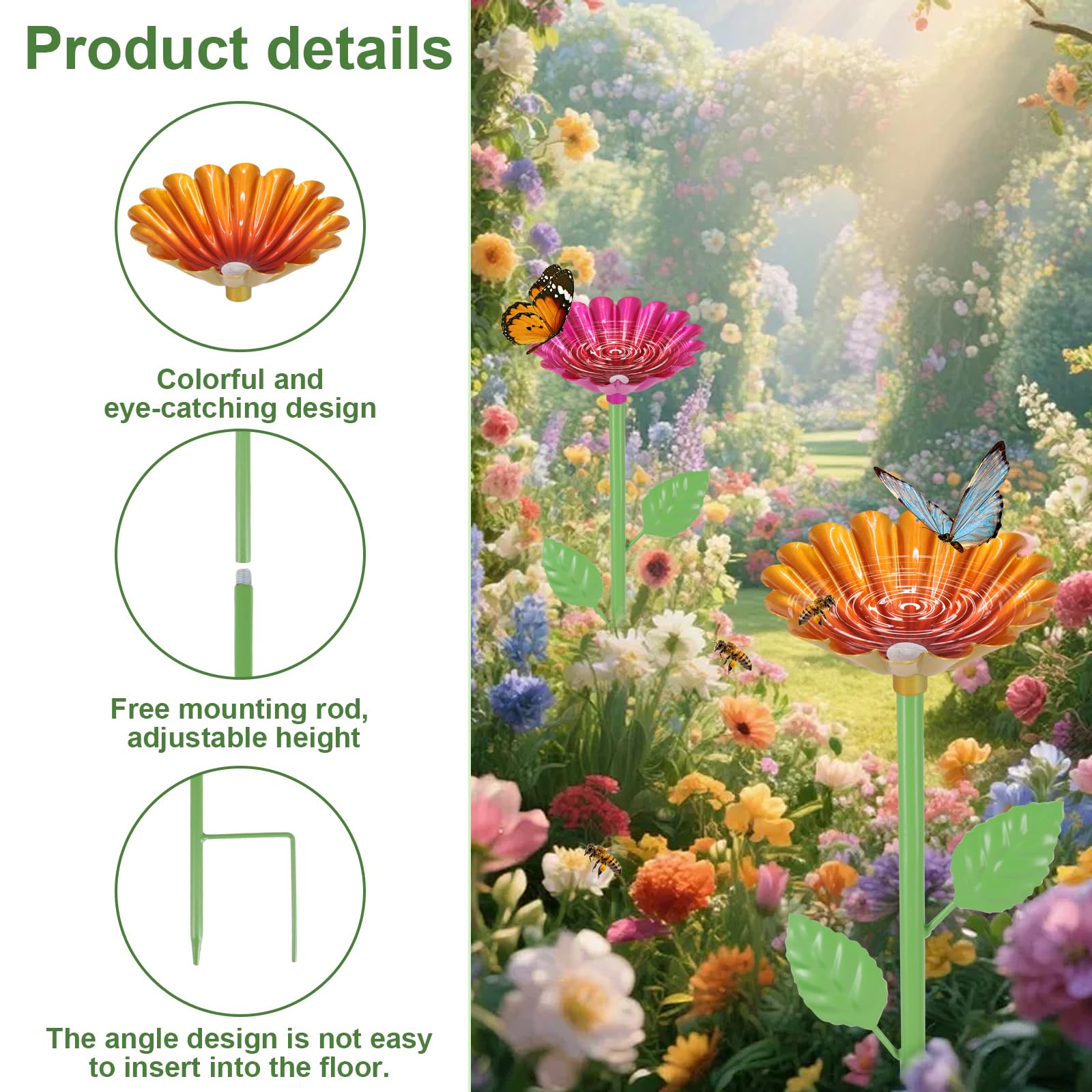 Bienengießstation, 6 Stück Metall Bienenbecher für Garten, Bienenfutterspender für durstige Bestäuber,Bestäuber Wasserspender für Bienen&Schmetterlinge,Outdoor Garten Hof Dekor,Bienentränke (Einlagig)
