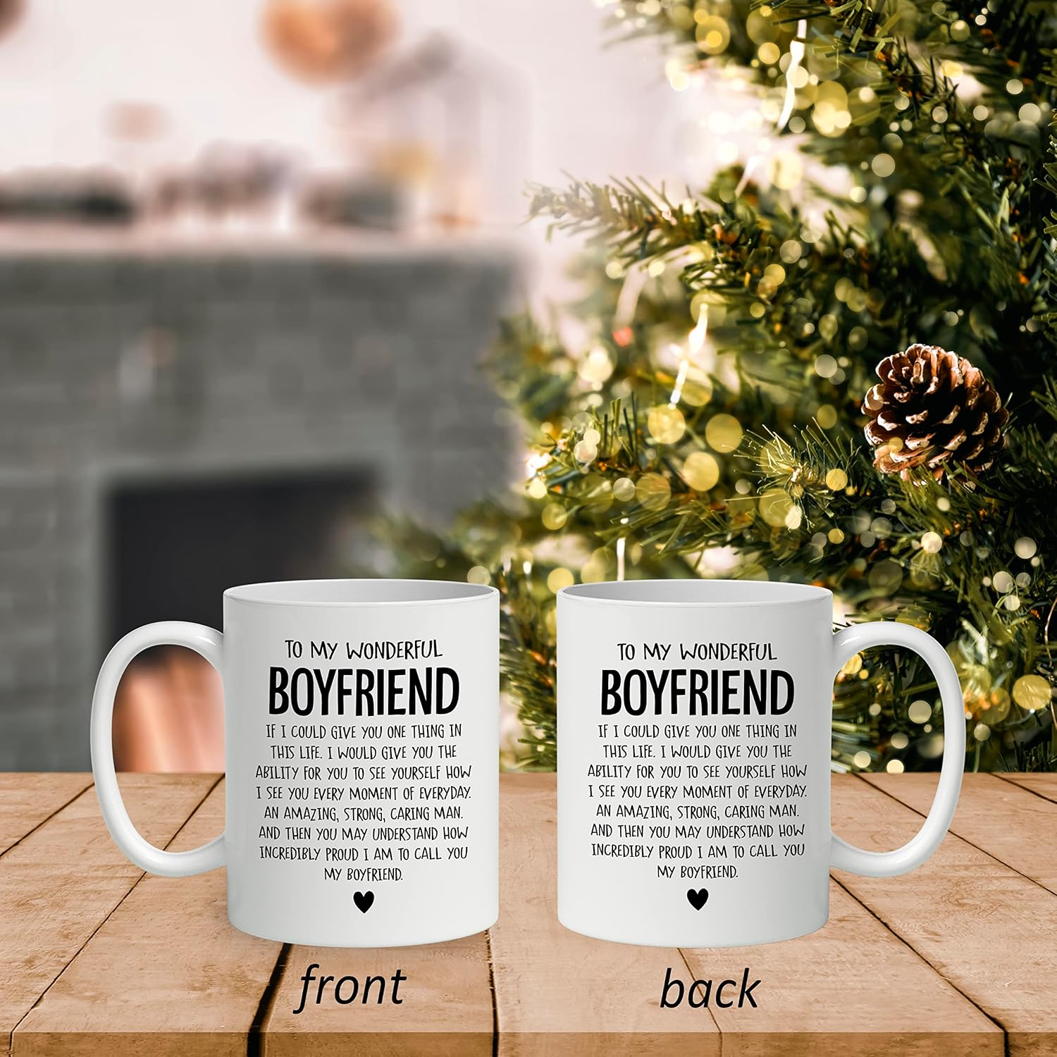 DOTAIN Love Sweet Sayings To My Wonderful Boyfriend Coffee Mug Ceramic Cup 11oz,Double Side Printed,Sweet Boyfriend Sayings To My Wonderful Mug Gifts For Him Men His - Image 2