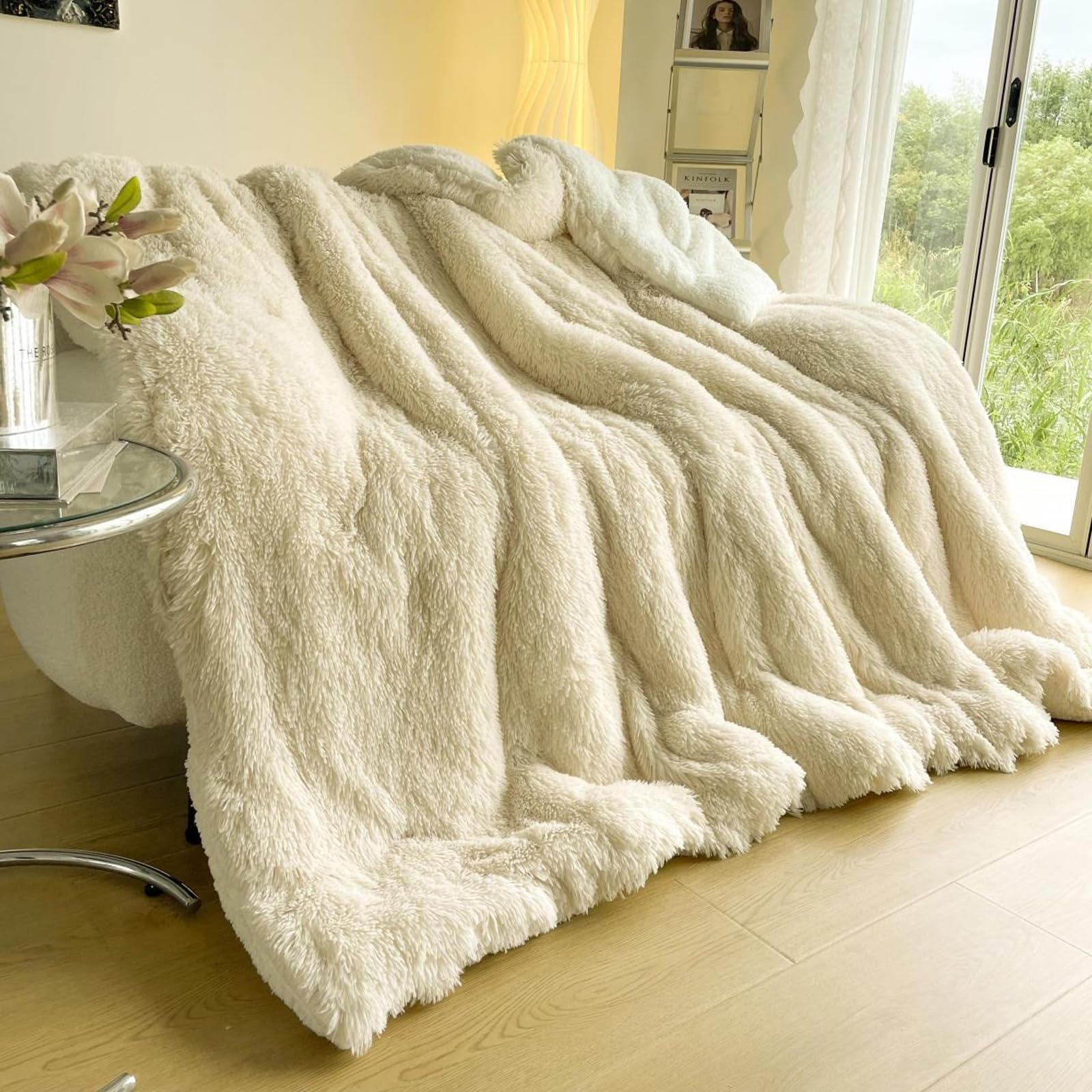 Couverture peluche douce et réversible 220x240 de qualité supérieure pour lit et fauteuil