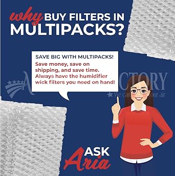 Air Filter Factory Replacement For D88, D88 R, D88R, DCM-200, DCM200 Duracraft Humidifier Wick Filter 2-Pack