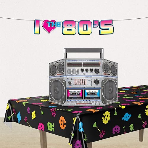 Miniatura 4 de Beistle 3 piezas temáticas de los años 80 Boom Box Decoraciones para suministros de fiesta de hip hop retro de los años 80, 25 x 37 pulgadas,