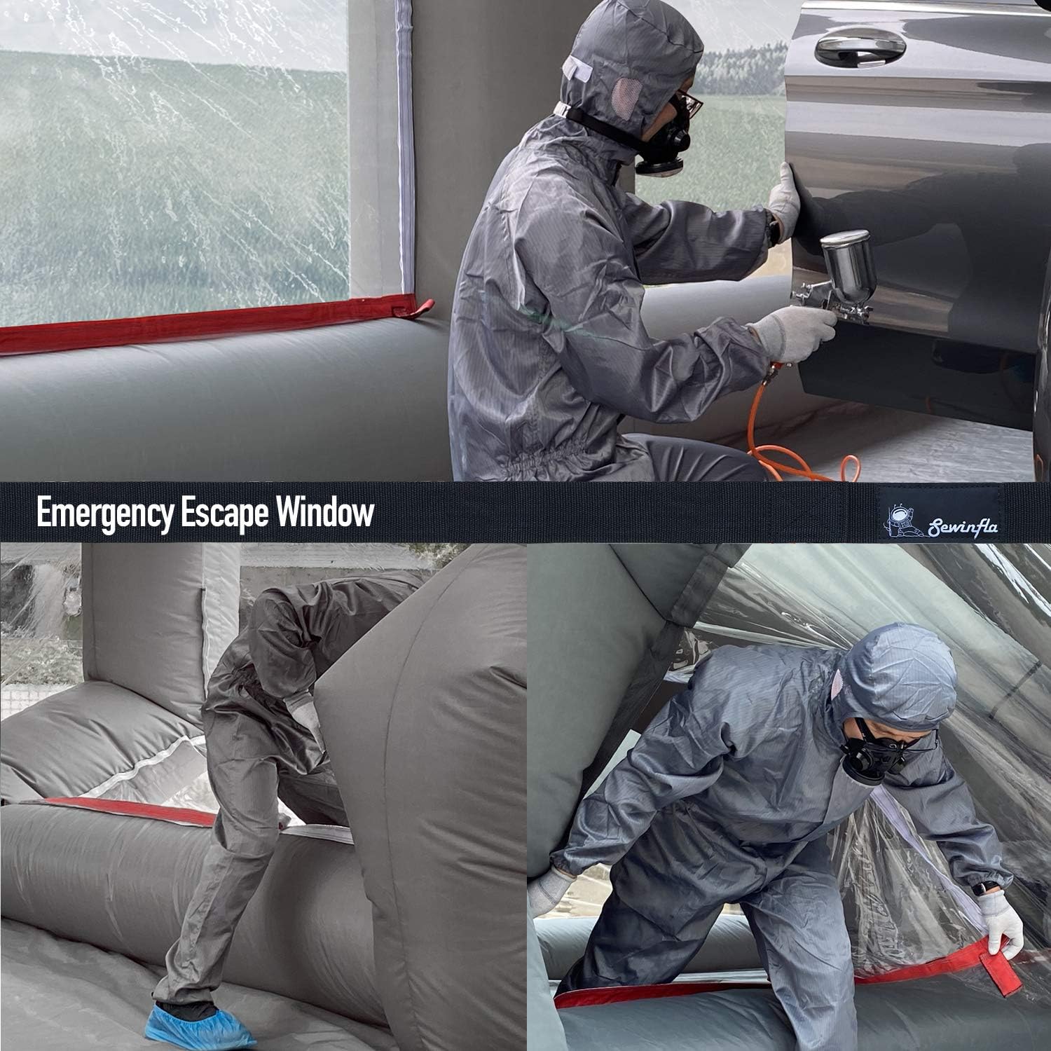 Sewinfla Professional Inflatable Paint Booth 26x13x10Ft with 2 Blowers (550W+680W) & Air Filter System Portable Paint Booth Tent Garage Inflatable Spray Booth Painting for Cars