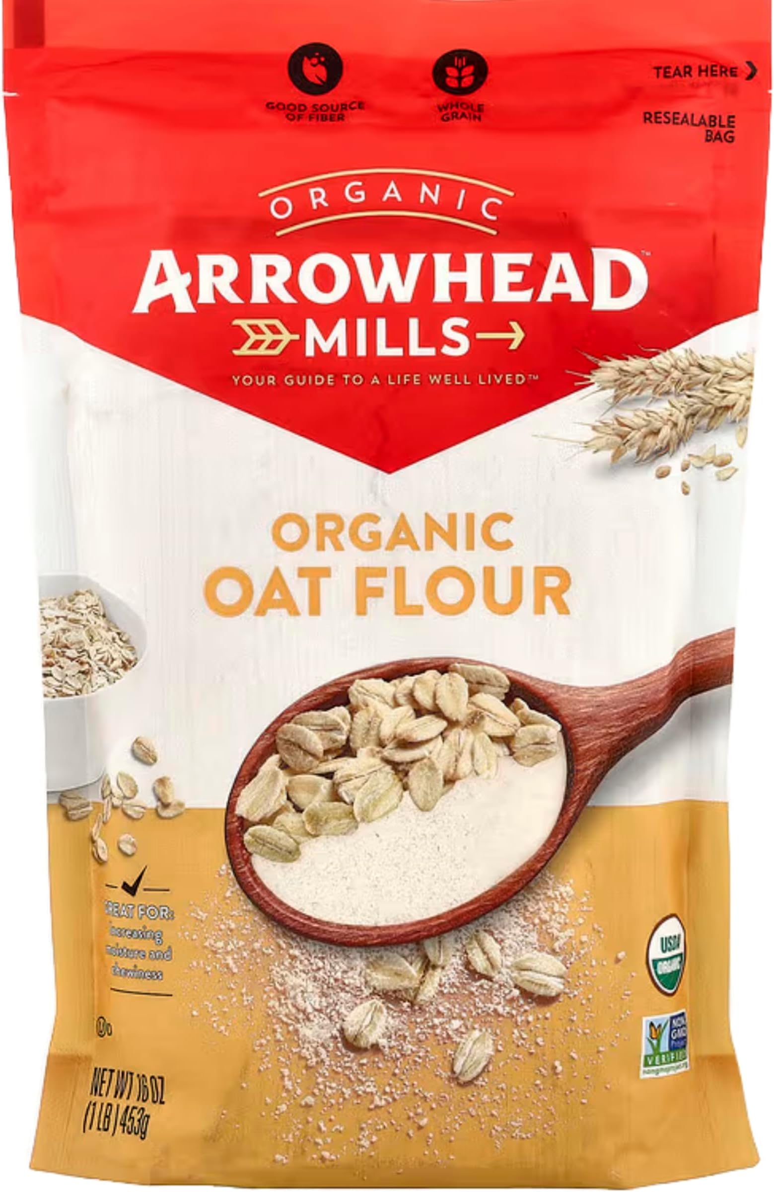 Arrowhead Mills Organic Oat Flour, 16 Ounce Bag (Pack of 6)