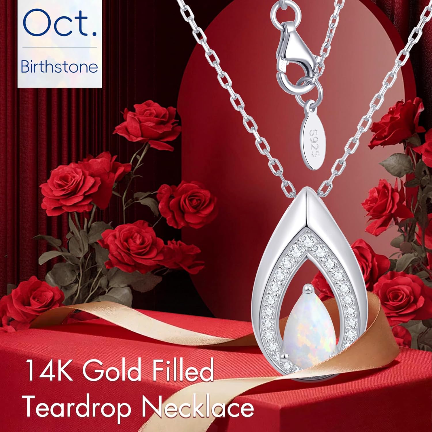 Birthday Jewelry Valentine's Day Gifts for Wife/Girlfriend - 14K Gold/White Gold Lab-Grown Moissanite/Emerald/Birthstone Pendant Necklaces for Women, Classic Style Non Tarnish 16"+2" Adjustable - Image 2